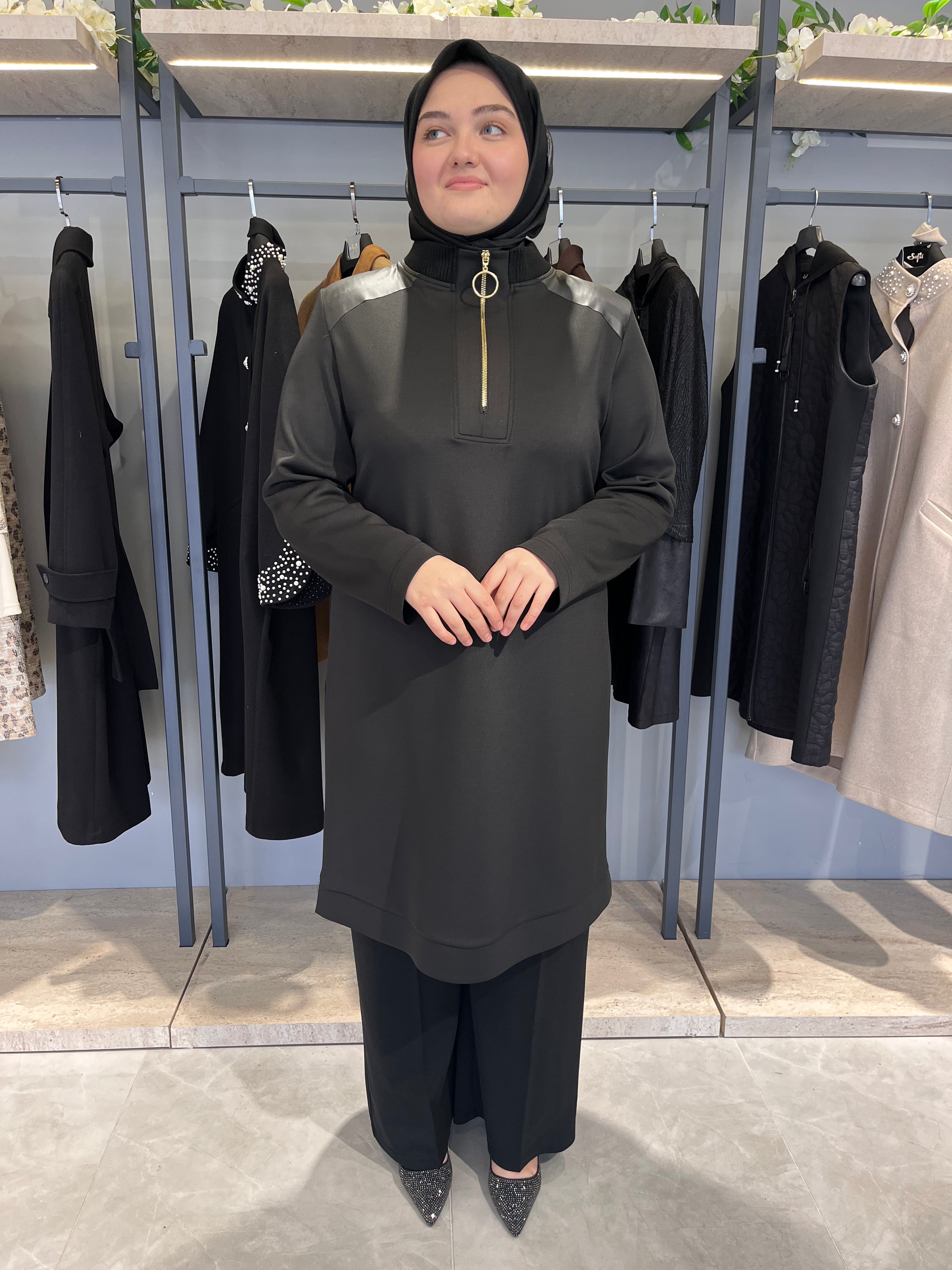 Yakası Fermuarlı Dalgıç Tunik - 26049