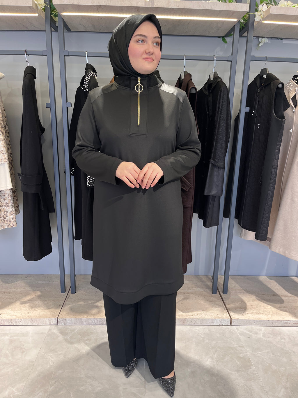 Yakası Fermuarlı Dalgıç Tunik - 26049