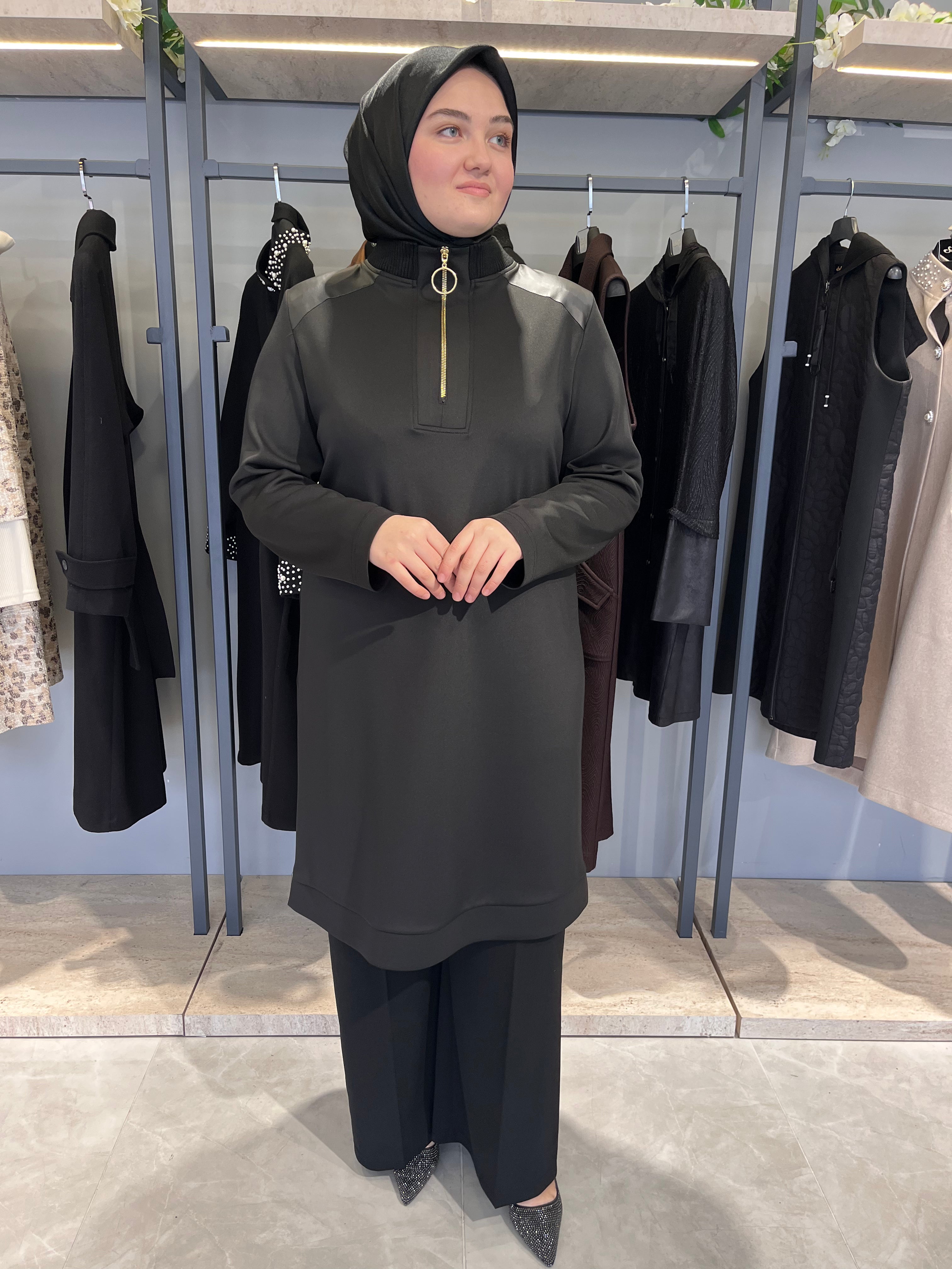 Yakası Fermuarlı Dalgıç Tunik - 26049