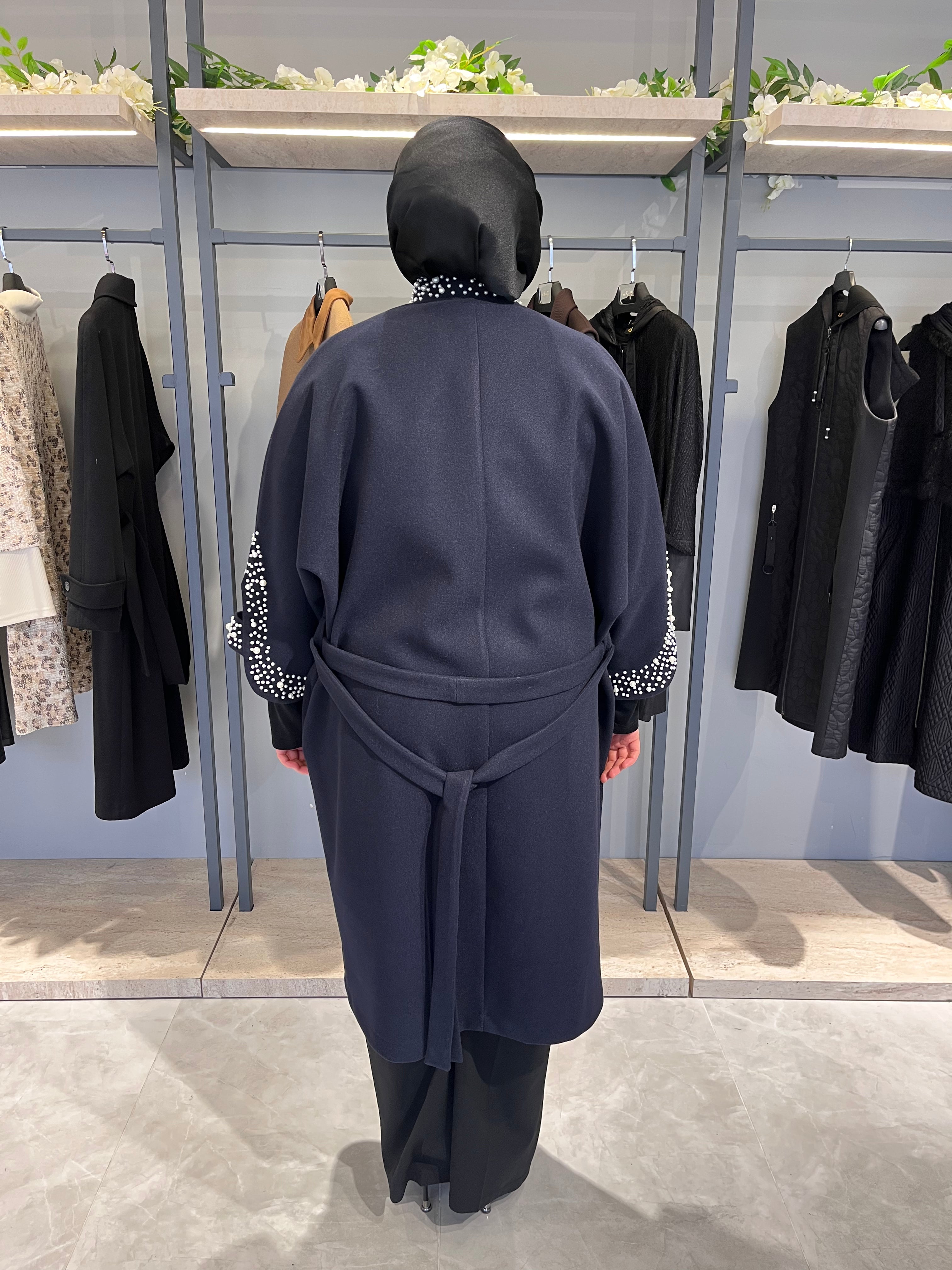 Taş İşlemeli İncili Astarsız Reglan Kol Kaban - 26043