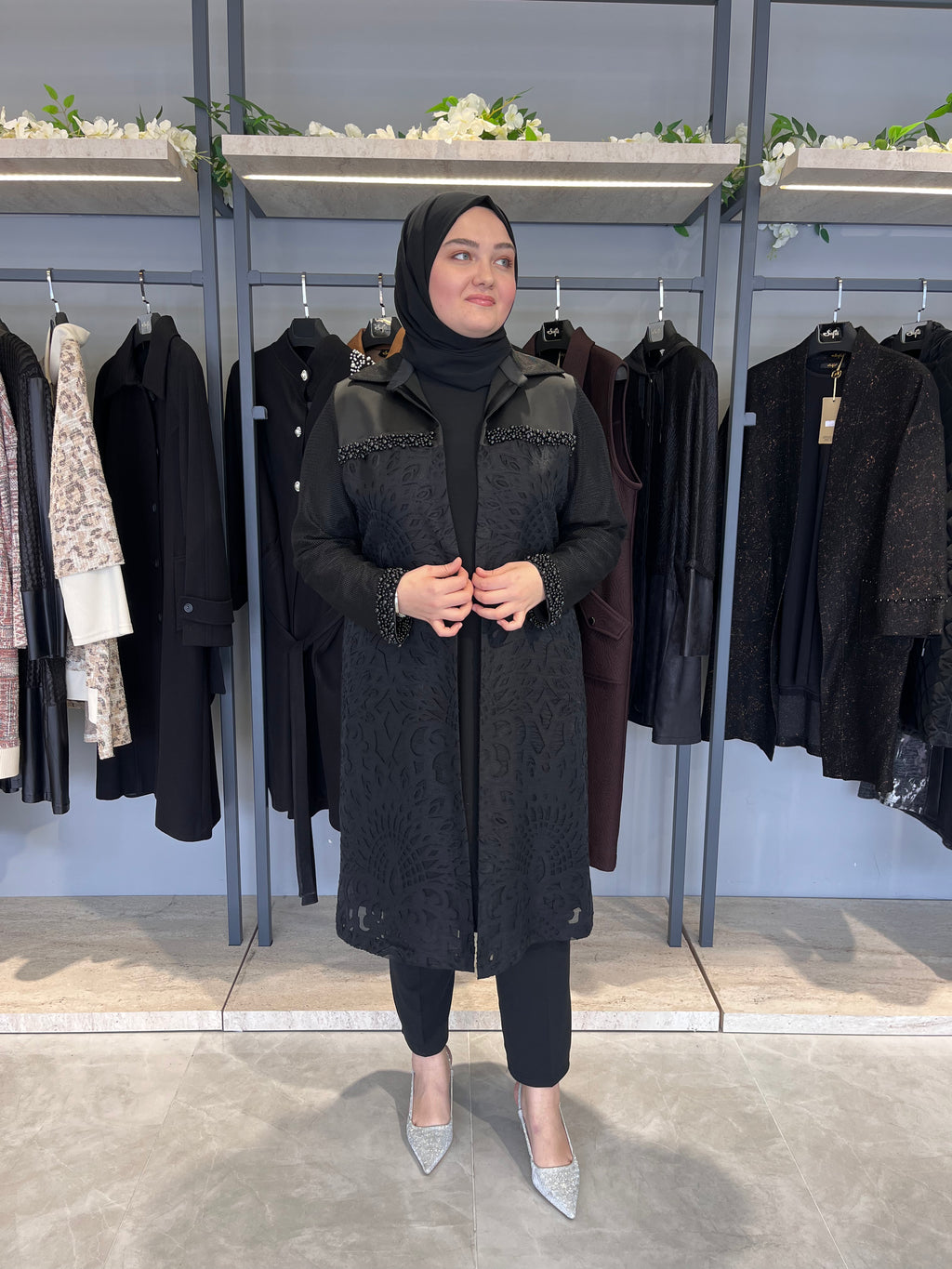 Boncuk İşlemeli Fileli Şık Takım - 25140