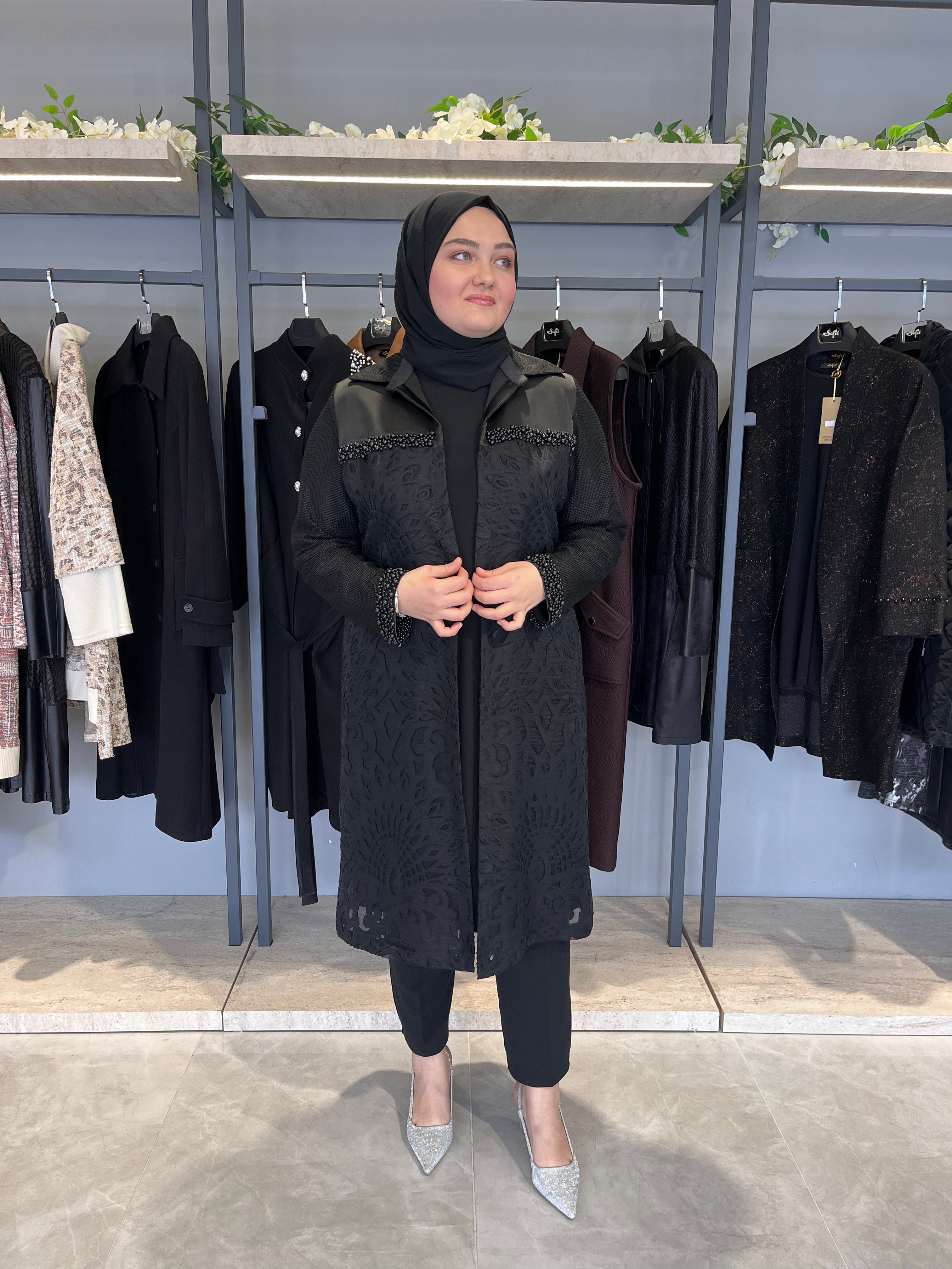 Boncuk İşlemeli Fileli Şık Takım - 25140