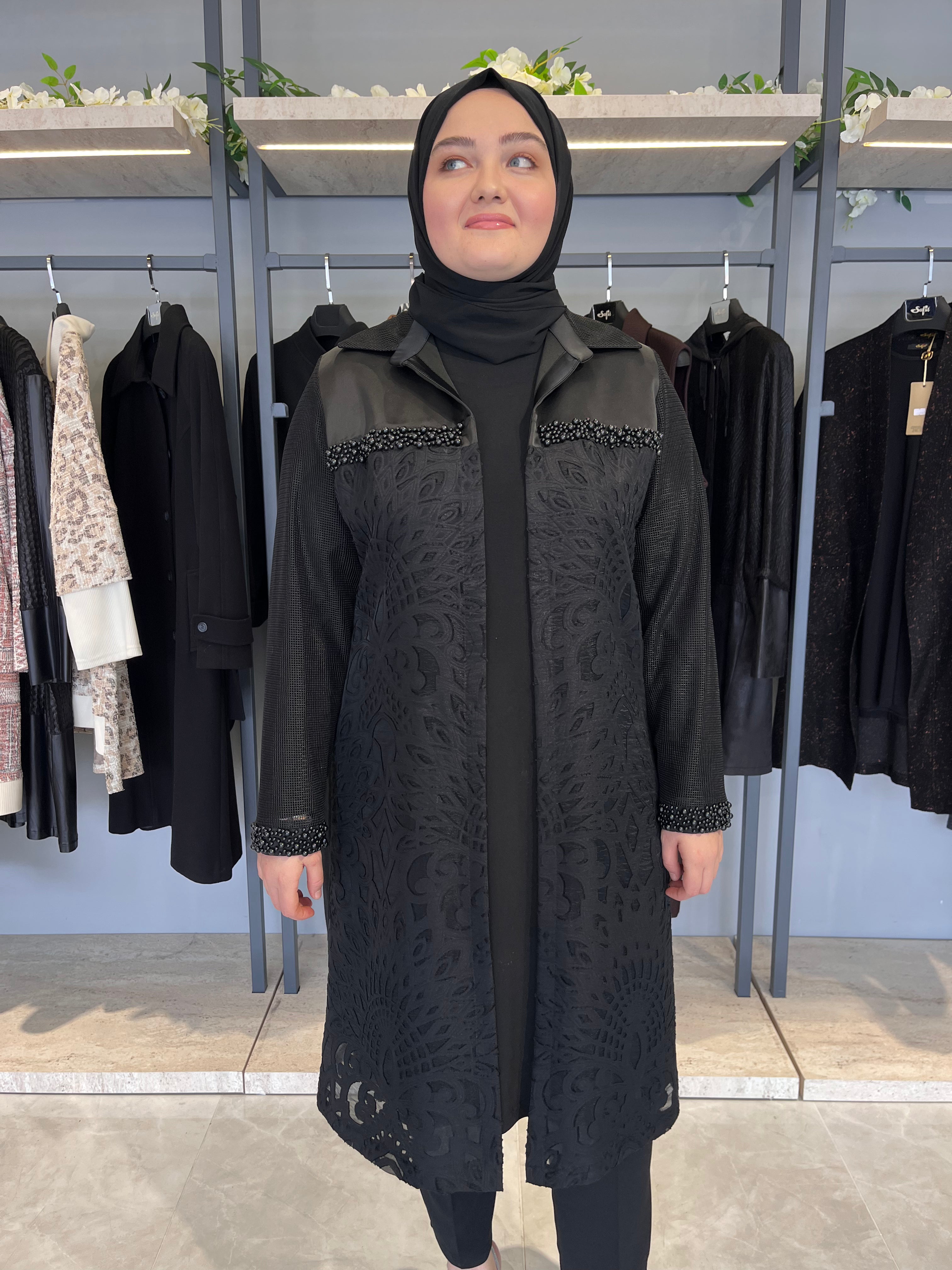 Boncuk İşlemeli Fileli Şık Takım - 25140