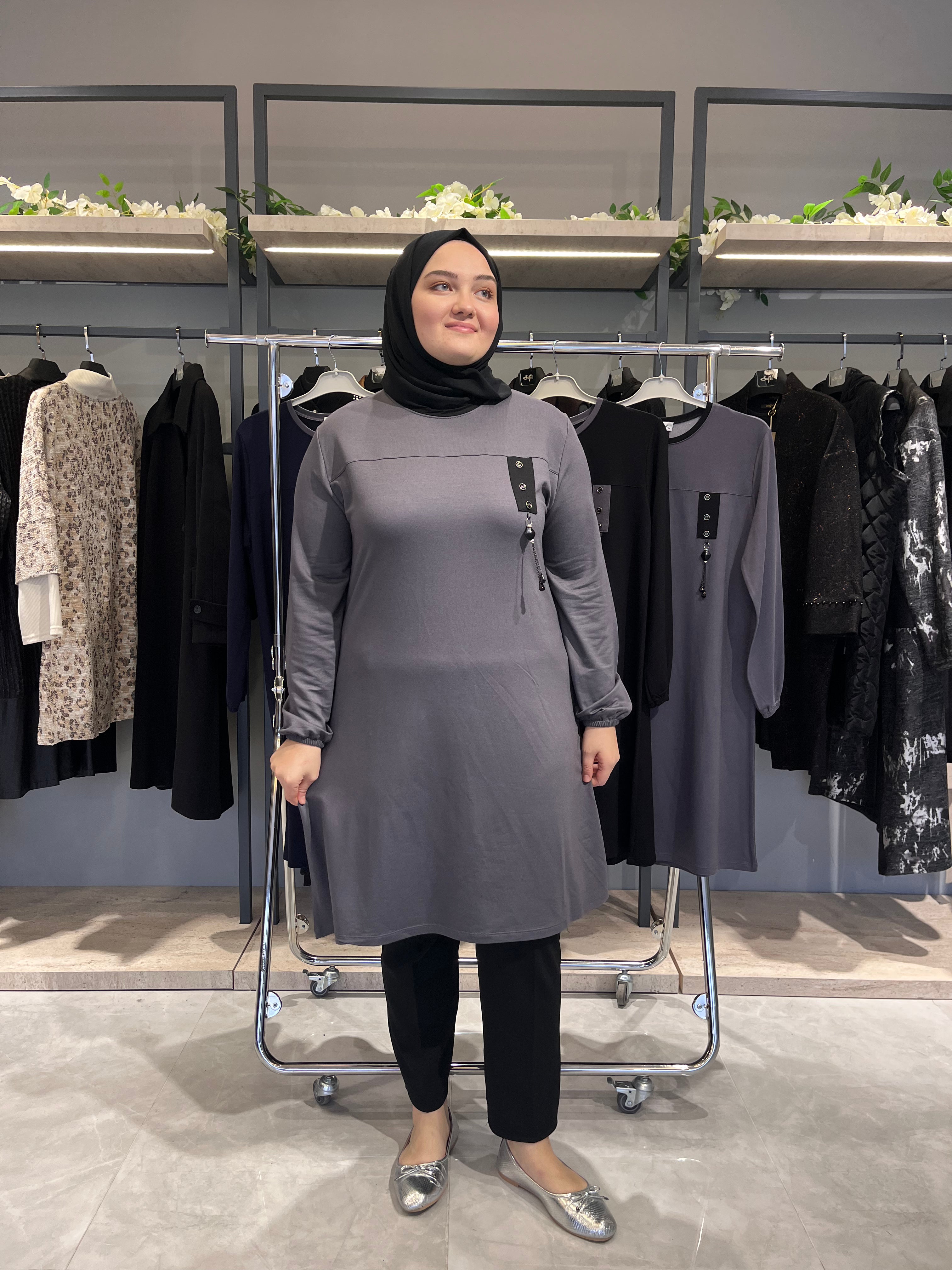 Düğme Aksesuarlı Günlük Tunik - 7320