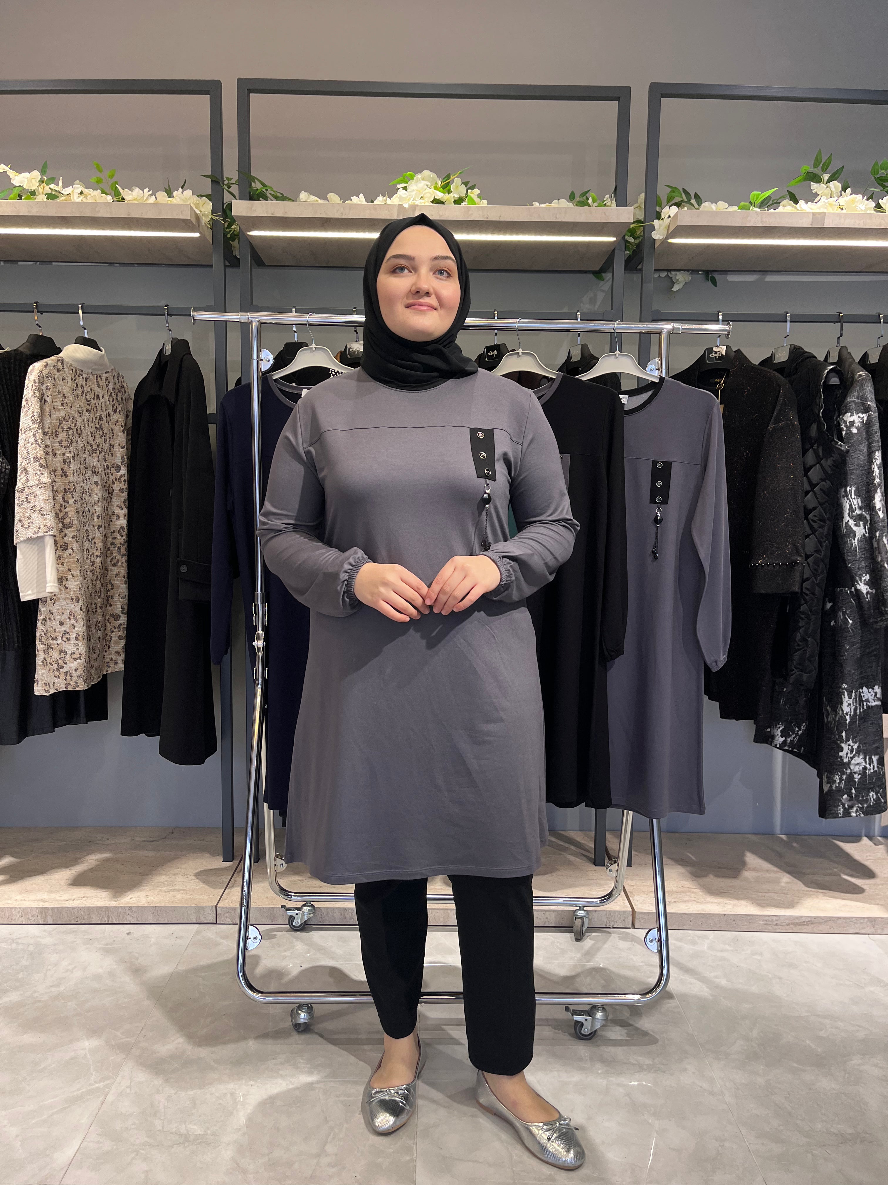 Düğme Aksesuarlı Günlük Tunik - 7320