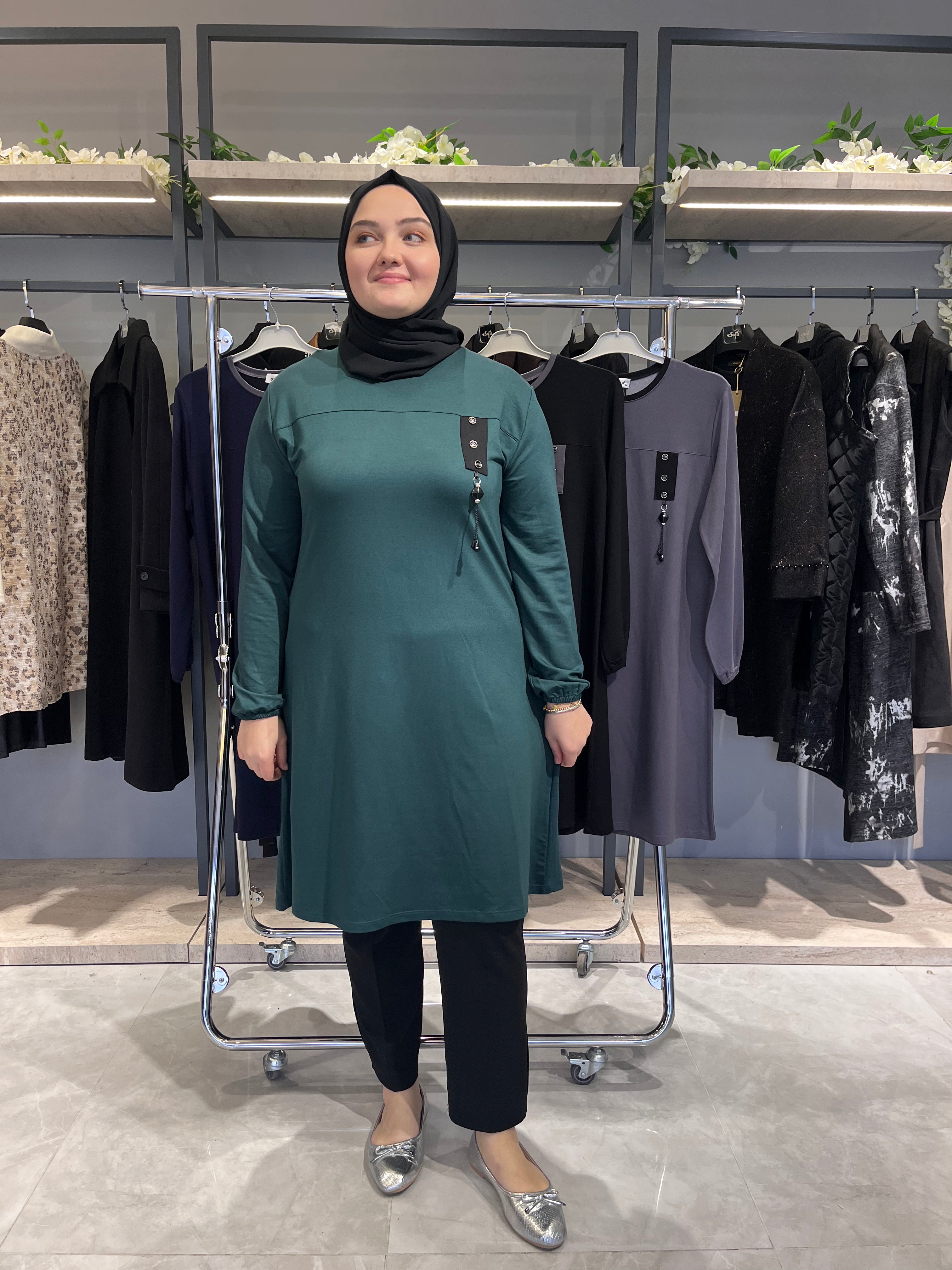 Düğme Aksesuarlı Günlük Tunik - 7320