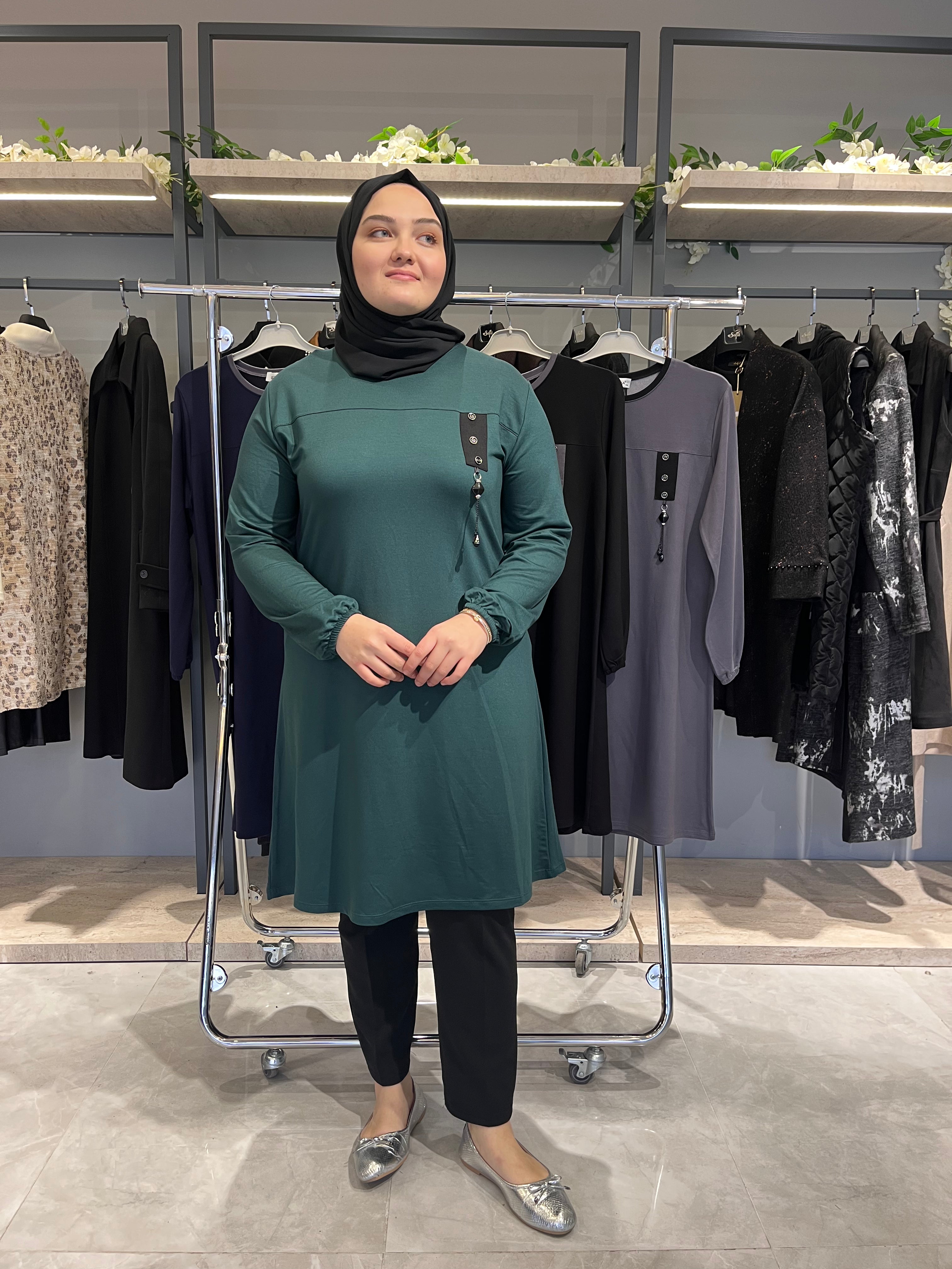 Düğme Aksesuarlı Günlük Tunik - 7320