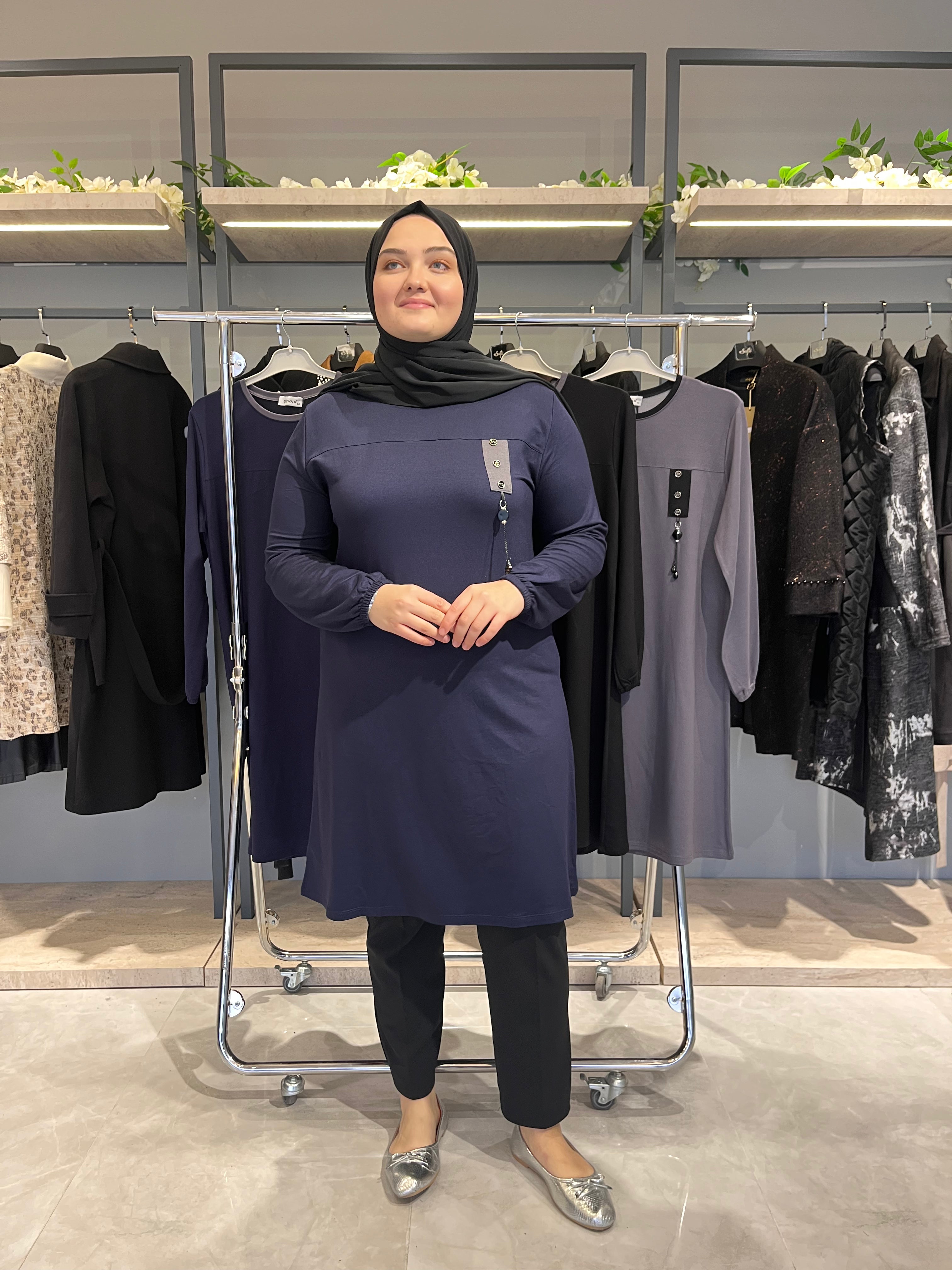 Düğme Aksesuarlı Günlük Tunik - 7320