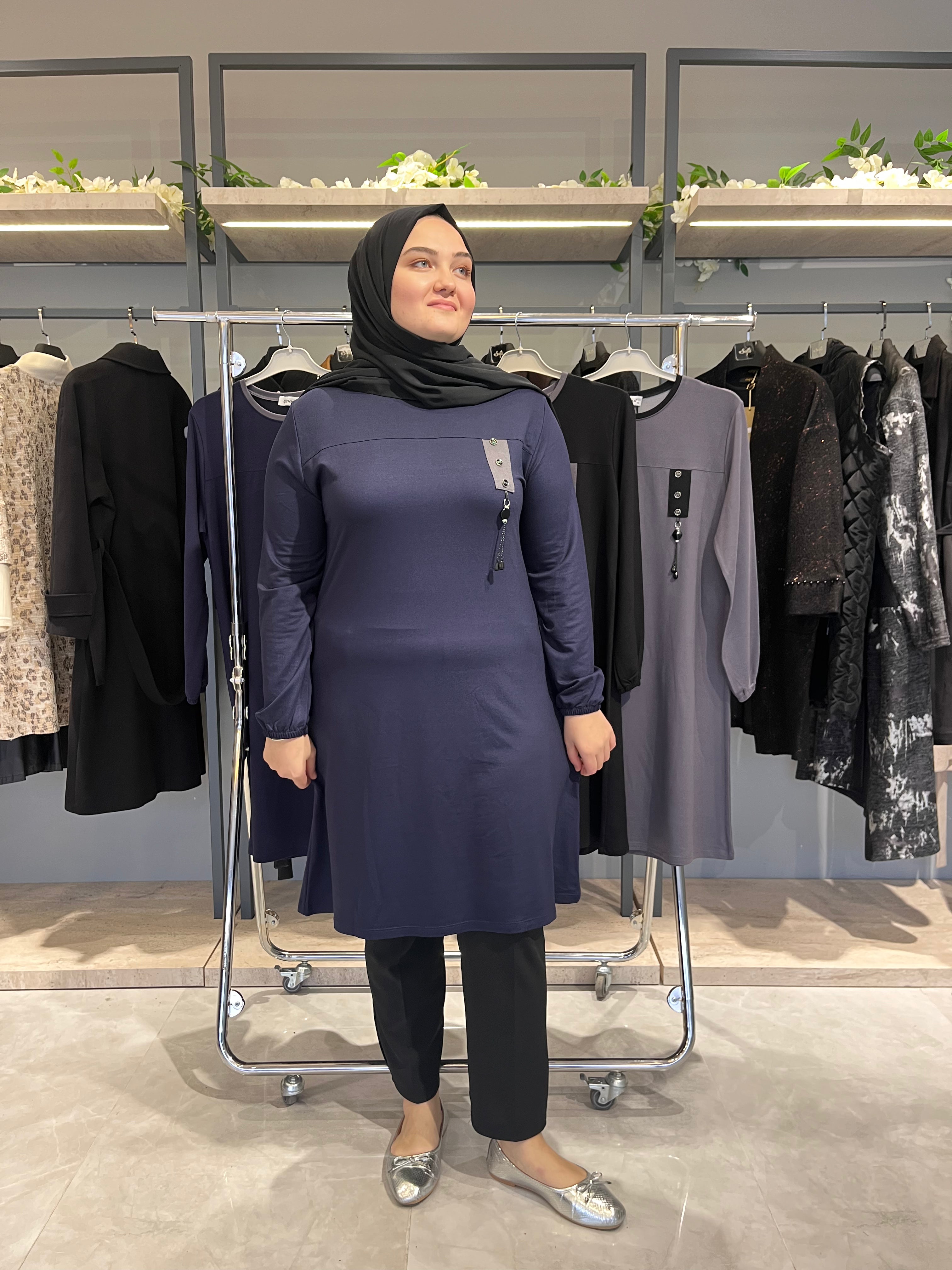 Düğme Aksesuarlı Günlük Tunik - 7320