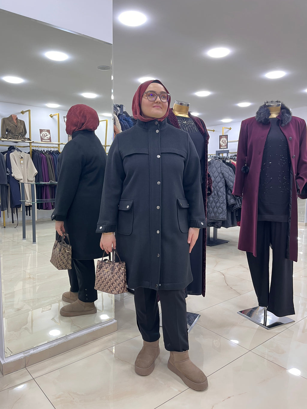 Ribana Detaylı Astarsız Kaşe Kaban - 26038