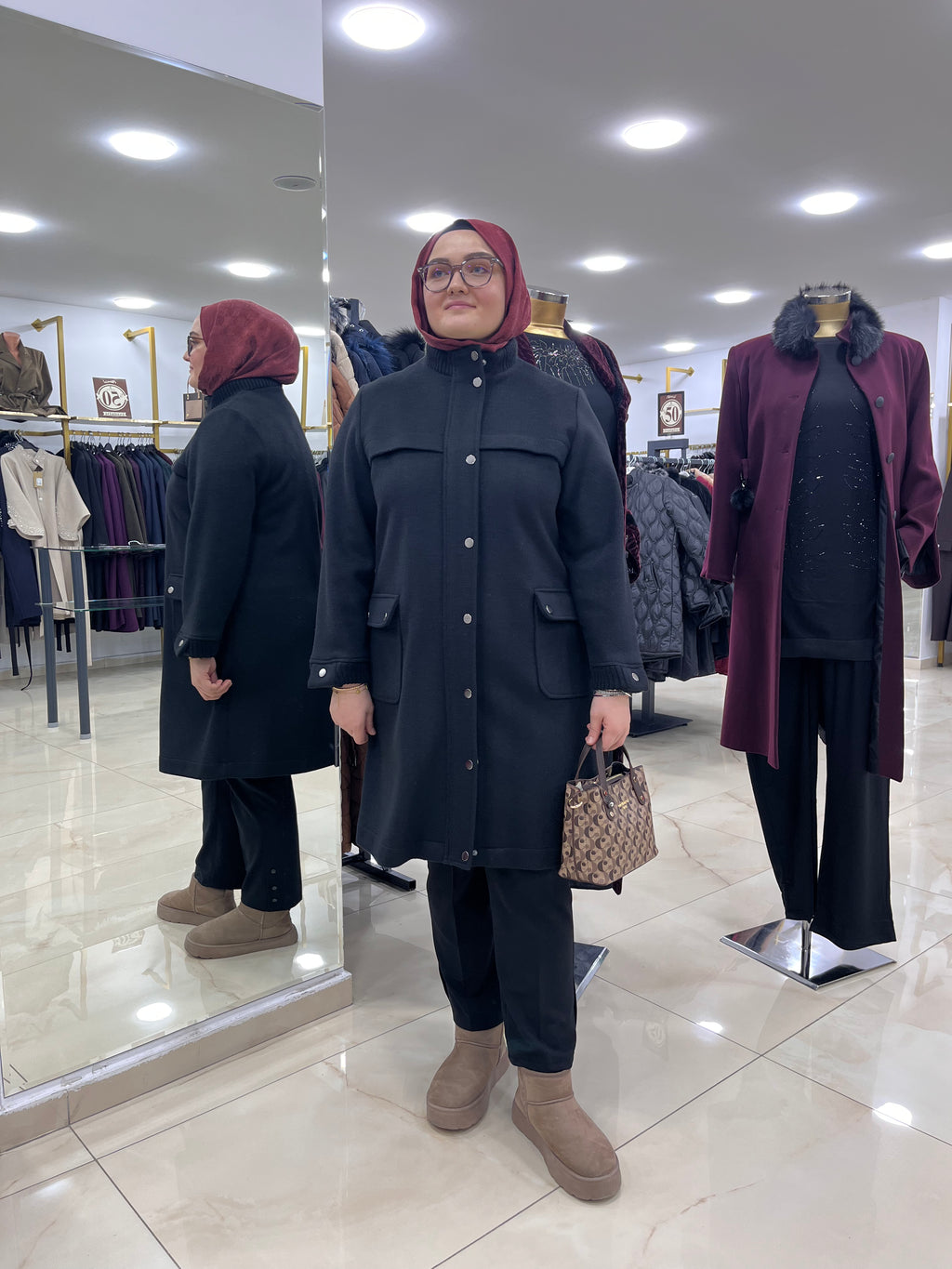 Ribana Detaylı Astarsız Kaşe Kaban - 26038
