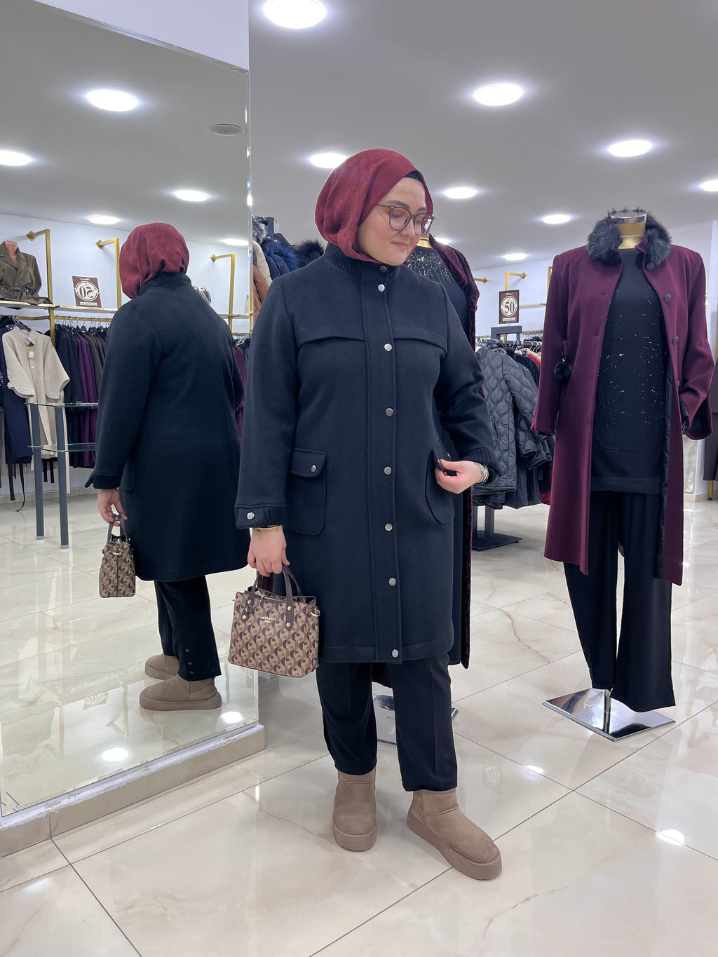 Ribana Detaylı Astarsız Kaşe Kaban - 26038