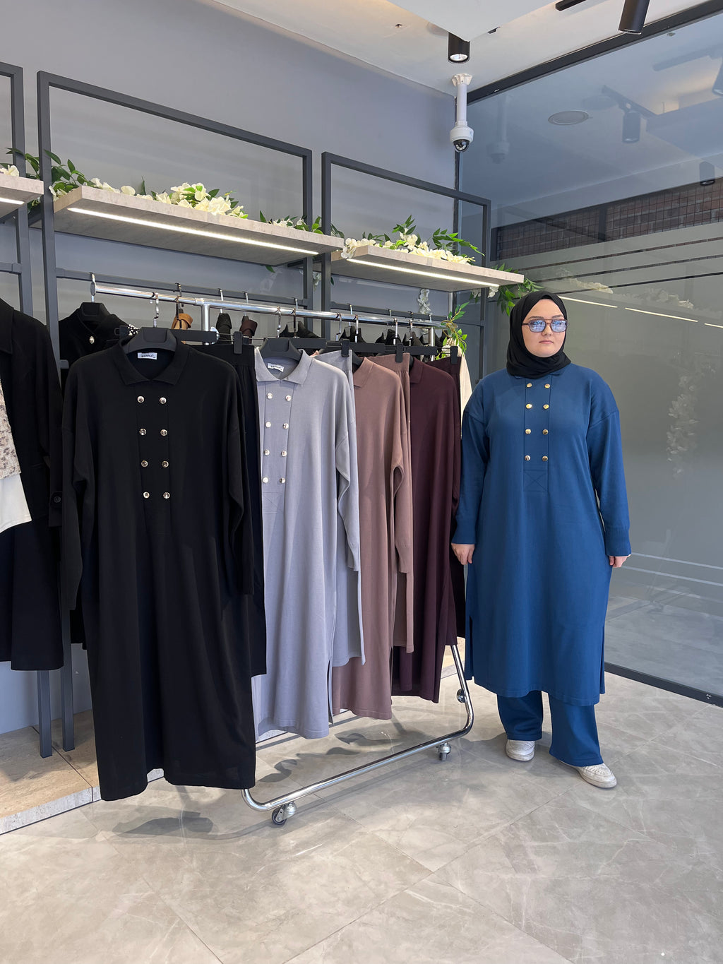 Çift Düğmeli Büyük Beden Pantolonlu Merserize Takım - 7041
