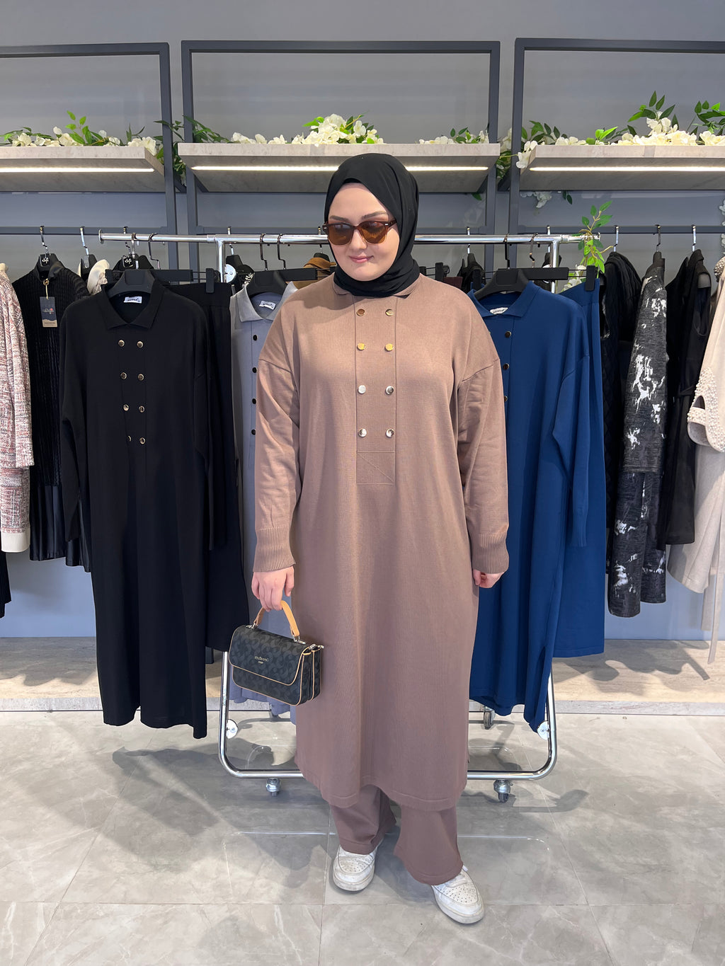 Çift Düğmeli Büyük Beden Pantolonlu Merserize Takım - 7041