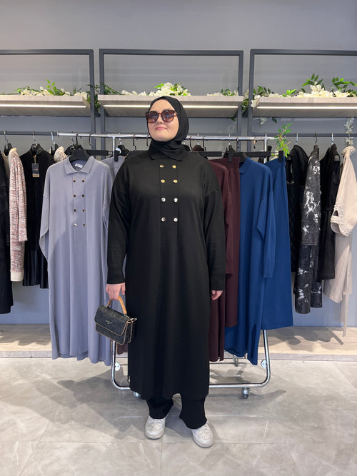 Çift Düğmeli Büyük Beden Pantolonlu Merserize Takım - 7041