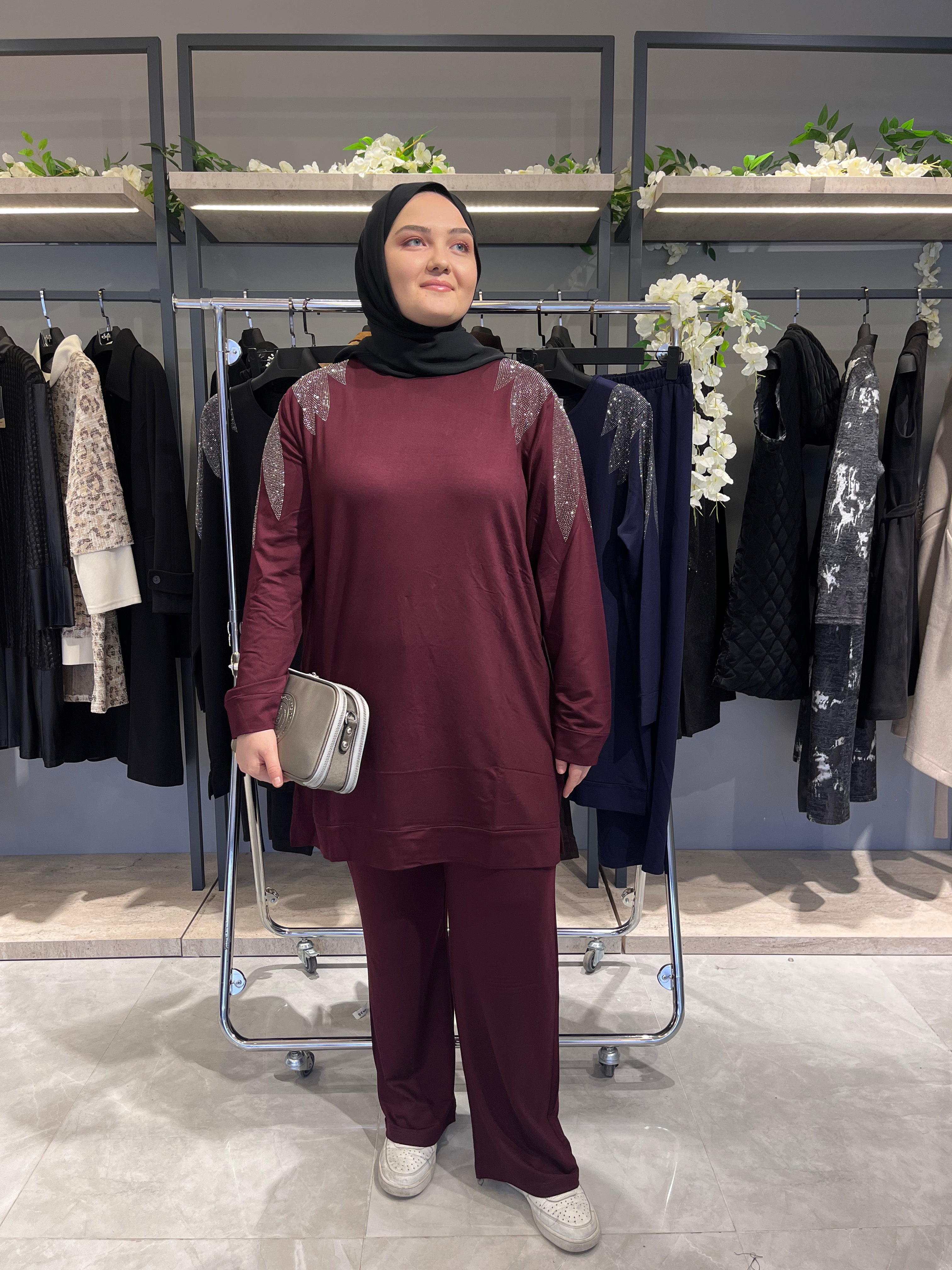 Omuz Taş İşlemeli Pantolon Takım - 829