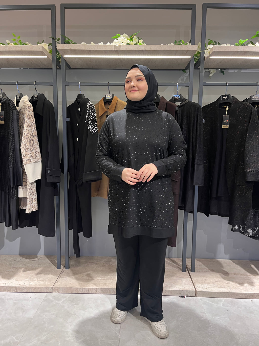 Bol Taşlı Pantolonlu Takım - 778