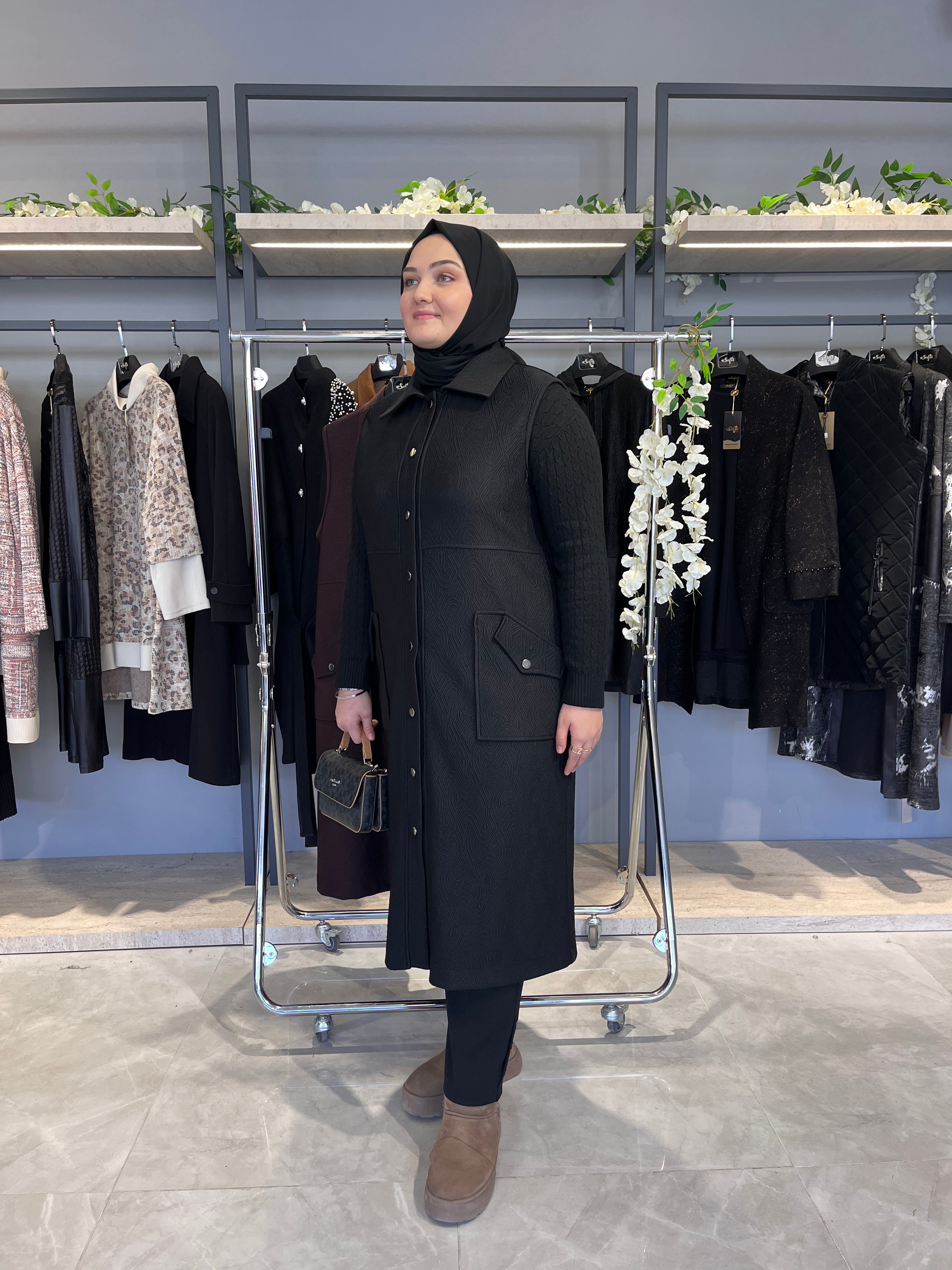 Desenli Örme Kapitone Yelek  - 26002