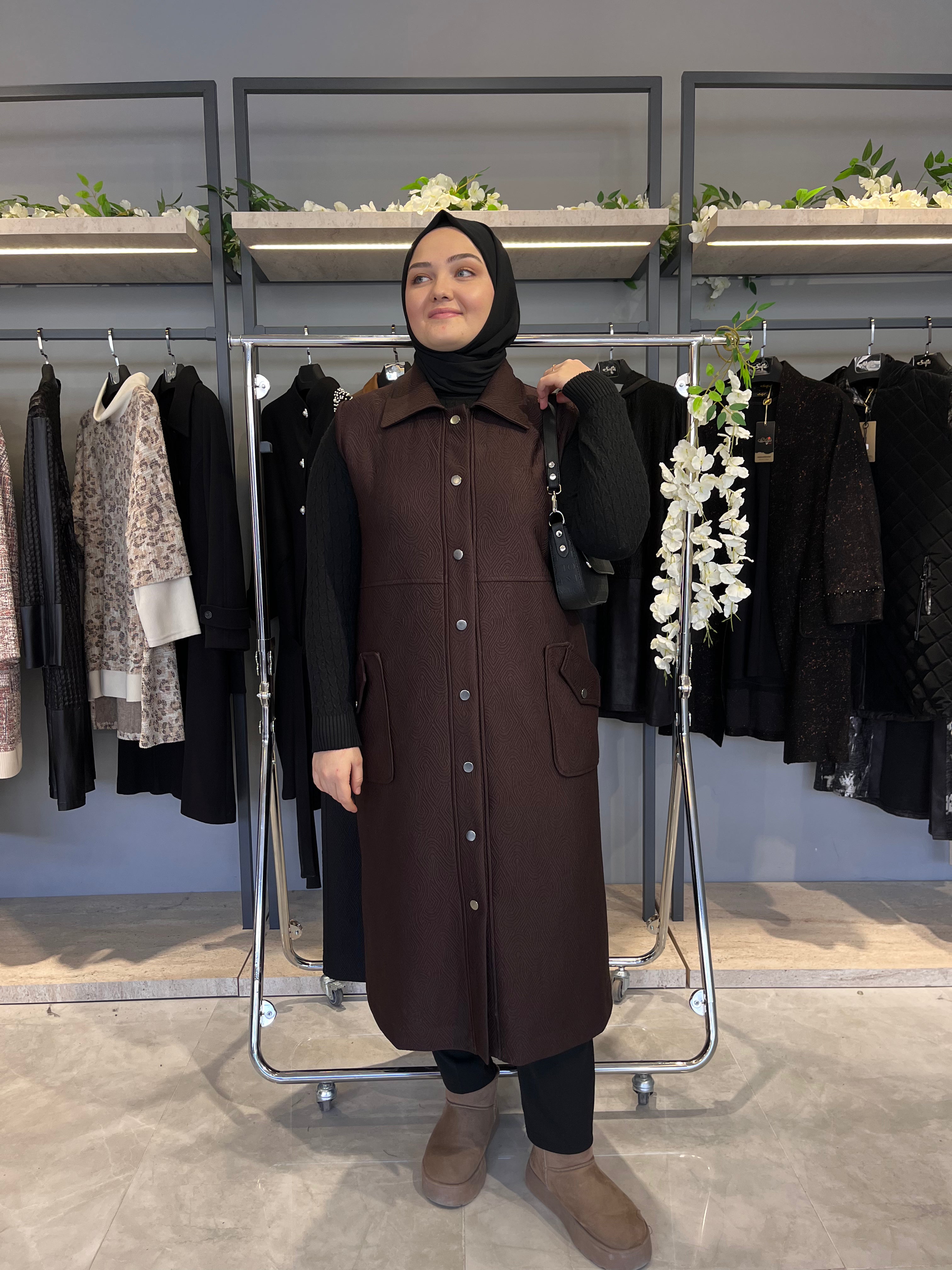 Desenli Örme Kapitone Yelek  - 26002