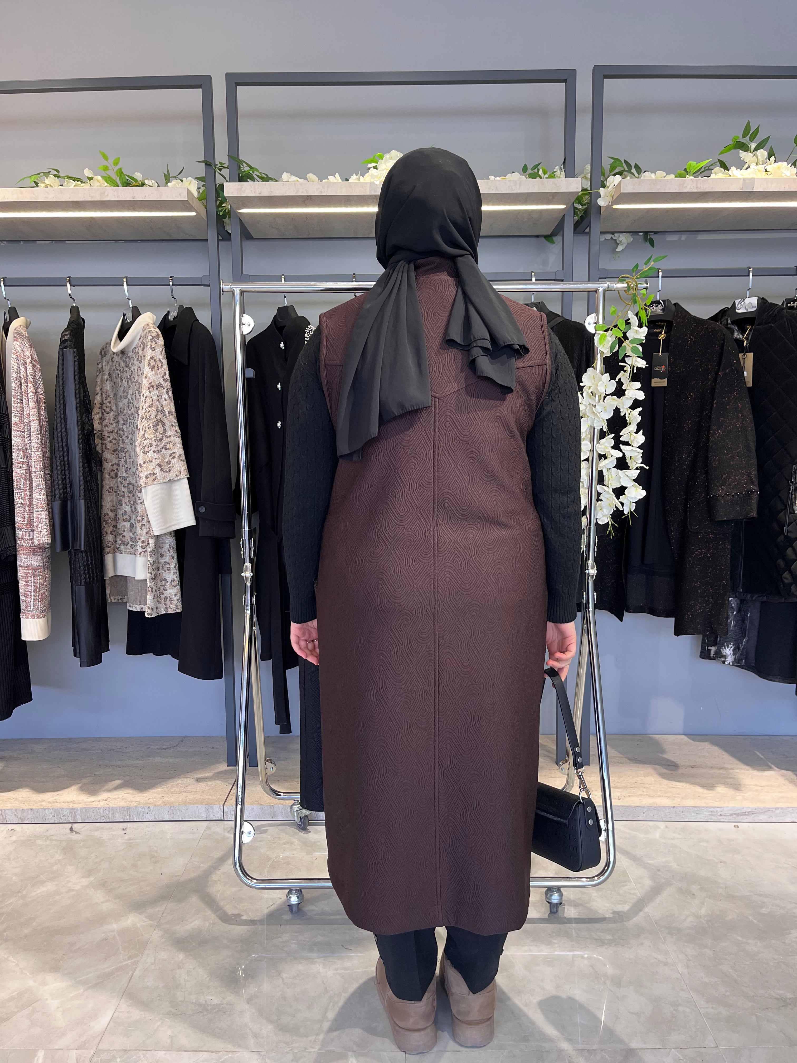 Desenli Örme Kapitone Yelek  - 26002