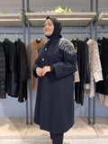 Omuzu Taş İşlemeli İncili Astarsız Reglan Kol Kaban - 26042