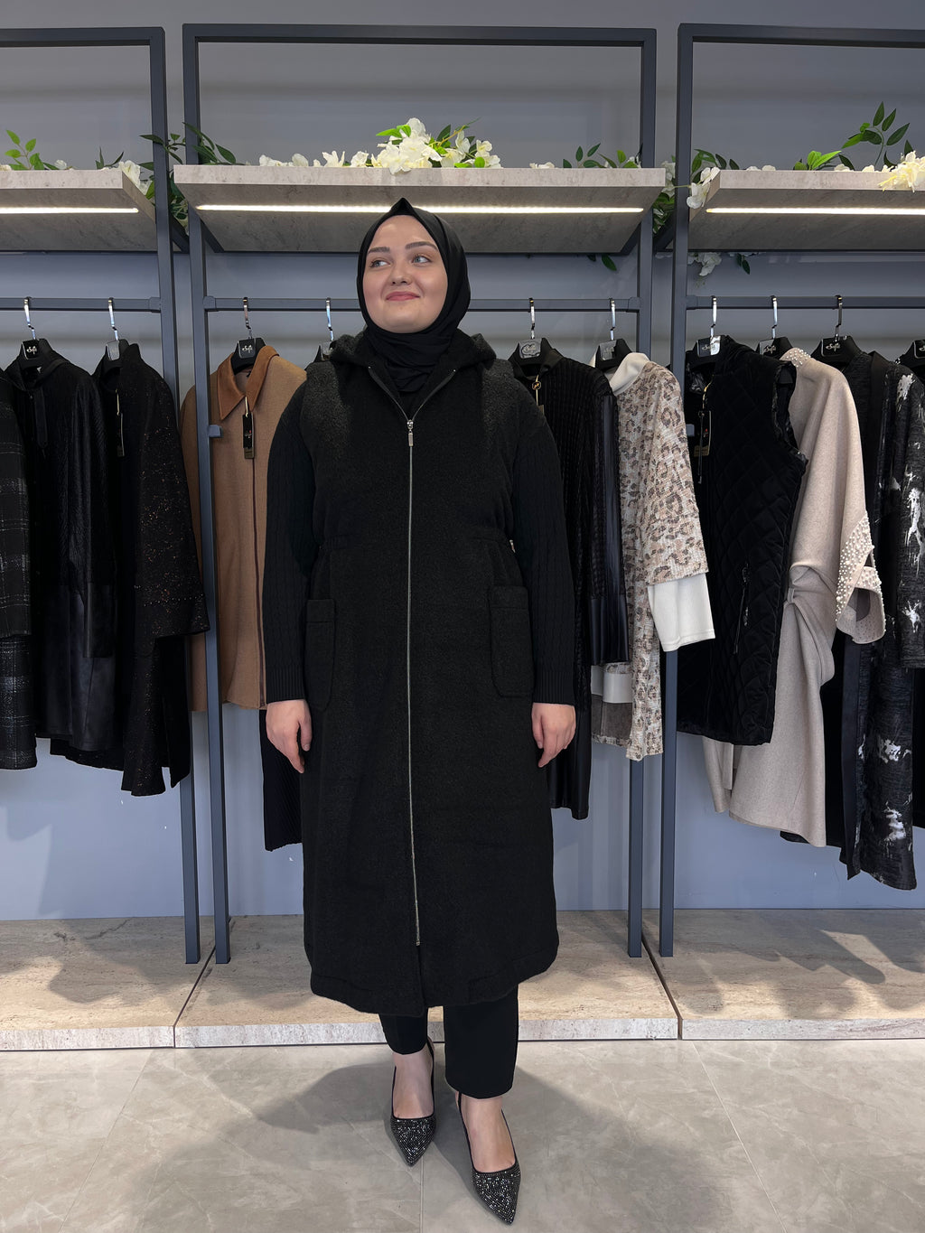 Kapüşonlu Kaşmir Kaşe Yelek - 26036