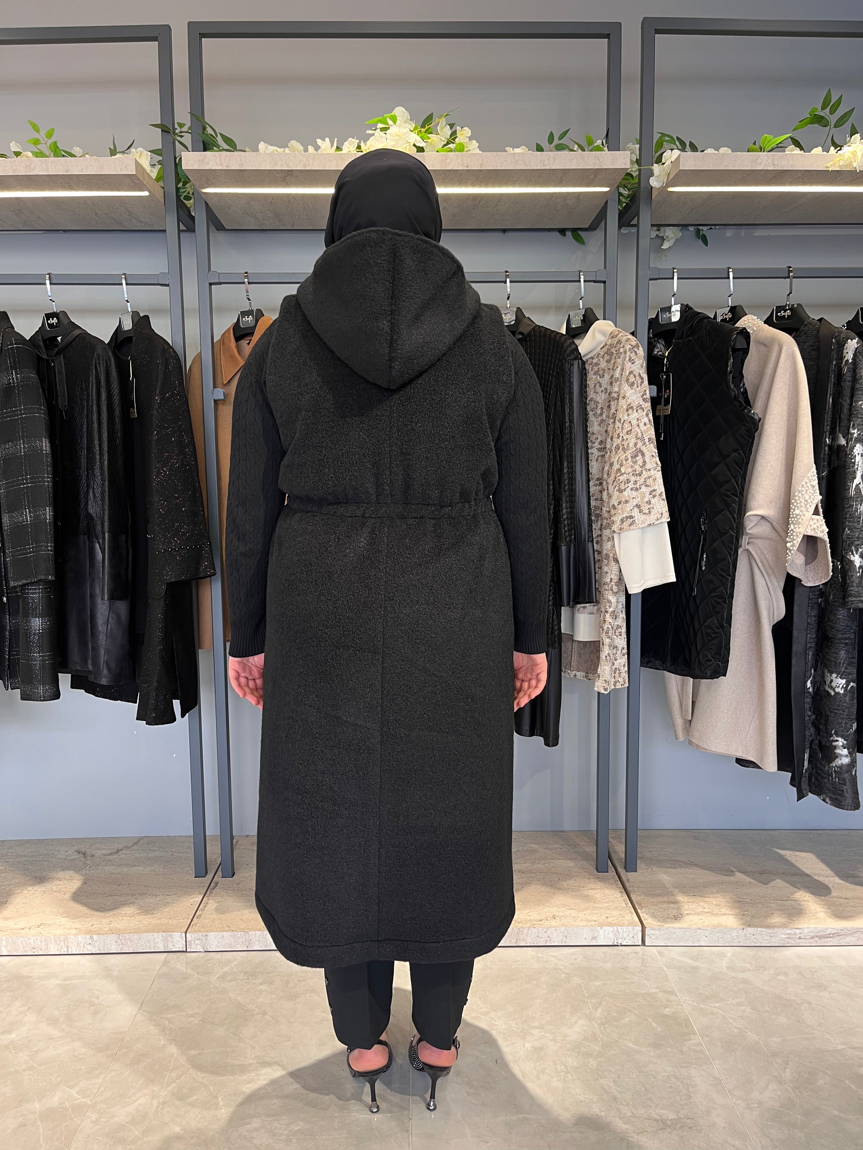 Kapüşonlu Kaşmir Kaşe Yelek - 26036