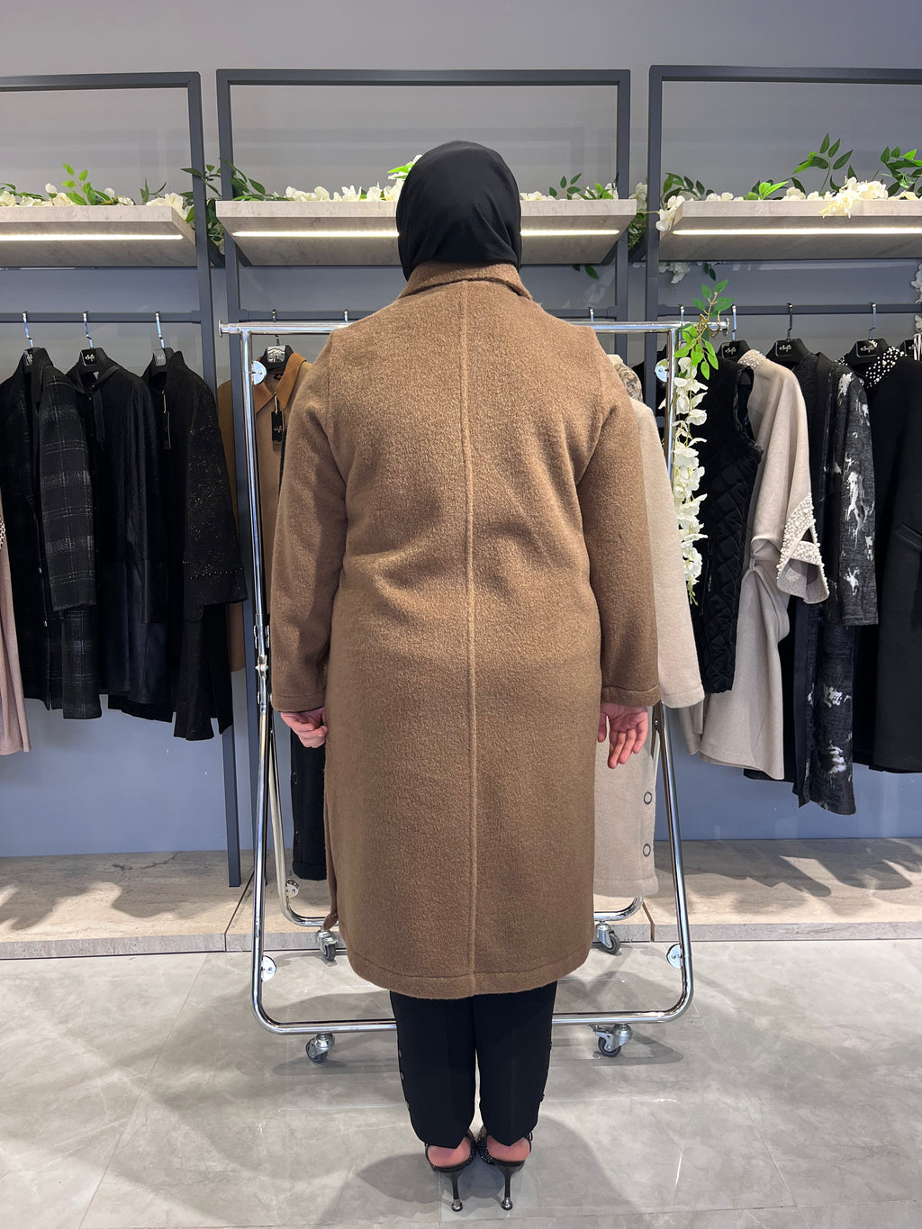 Halka Aksesuarlı Astarsız Kaşmir Kaşe Kaban  - 26037