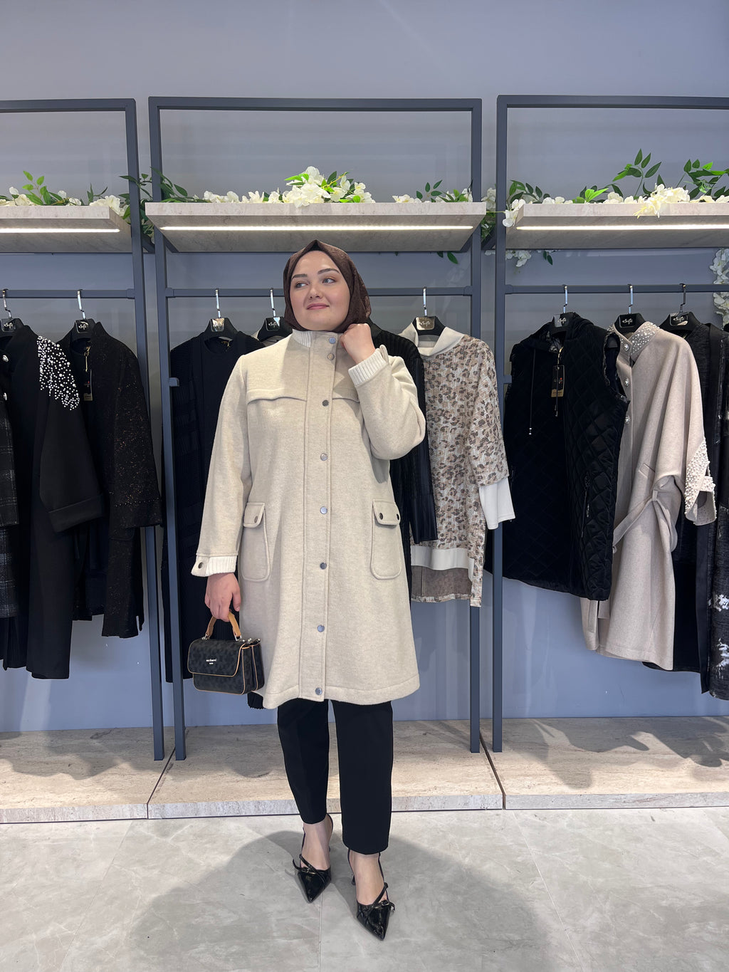 Ribana Detaylı Astarsız Kaşe Kaban - 26038