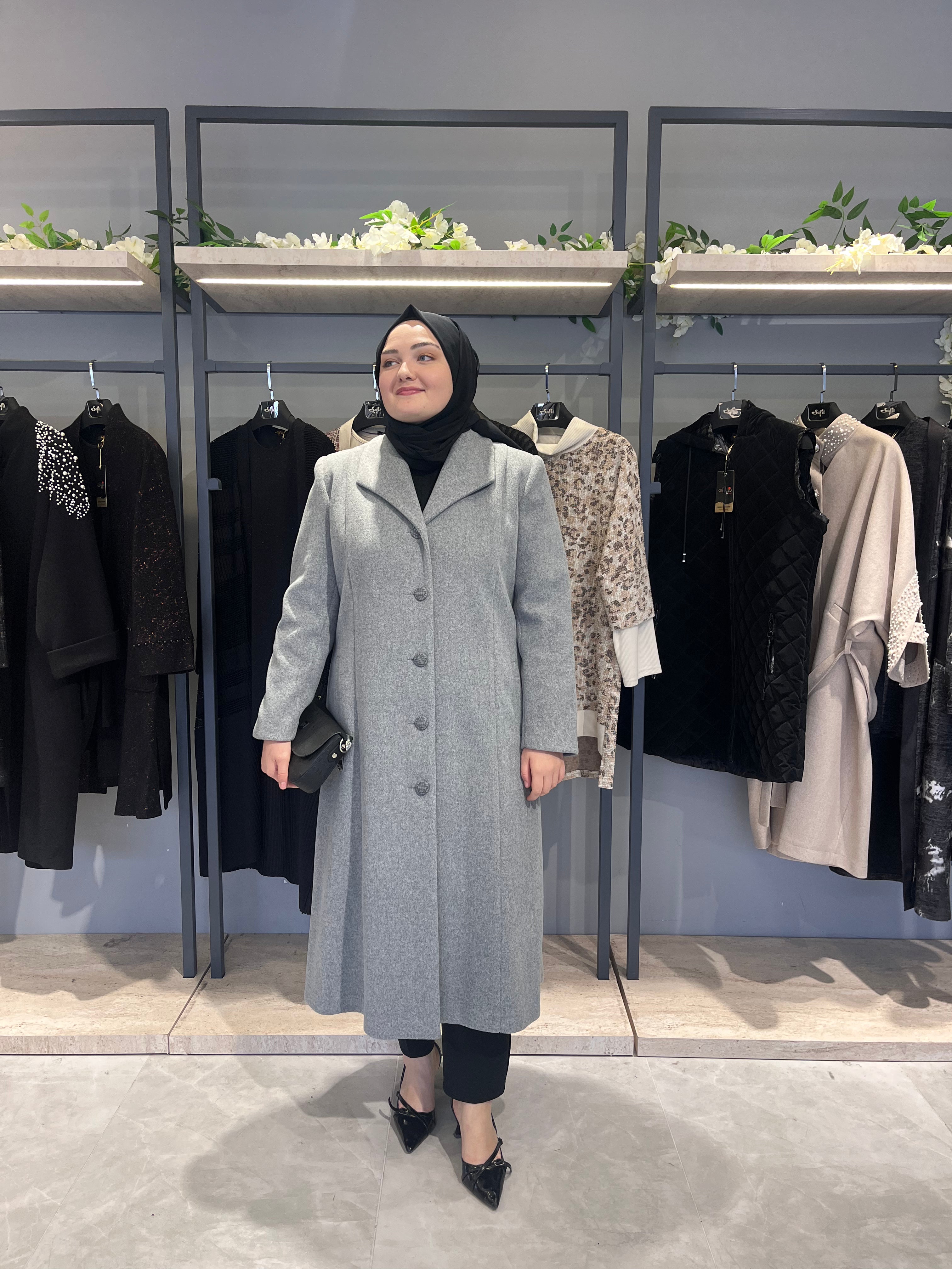 Klasik Kesim 5 Düğmeli Astarlı Kaşe Kaban  - 4806