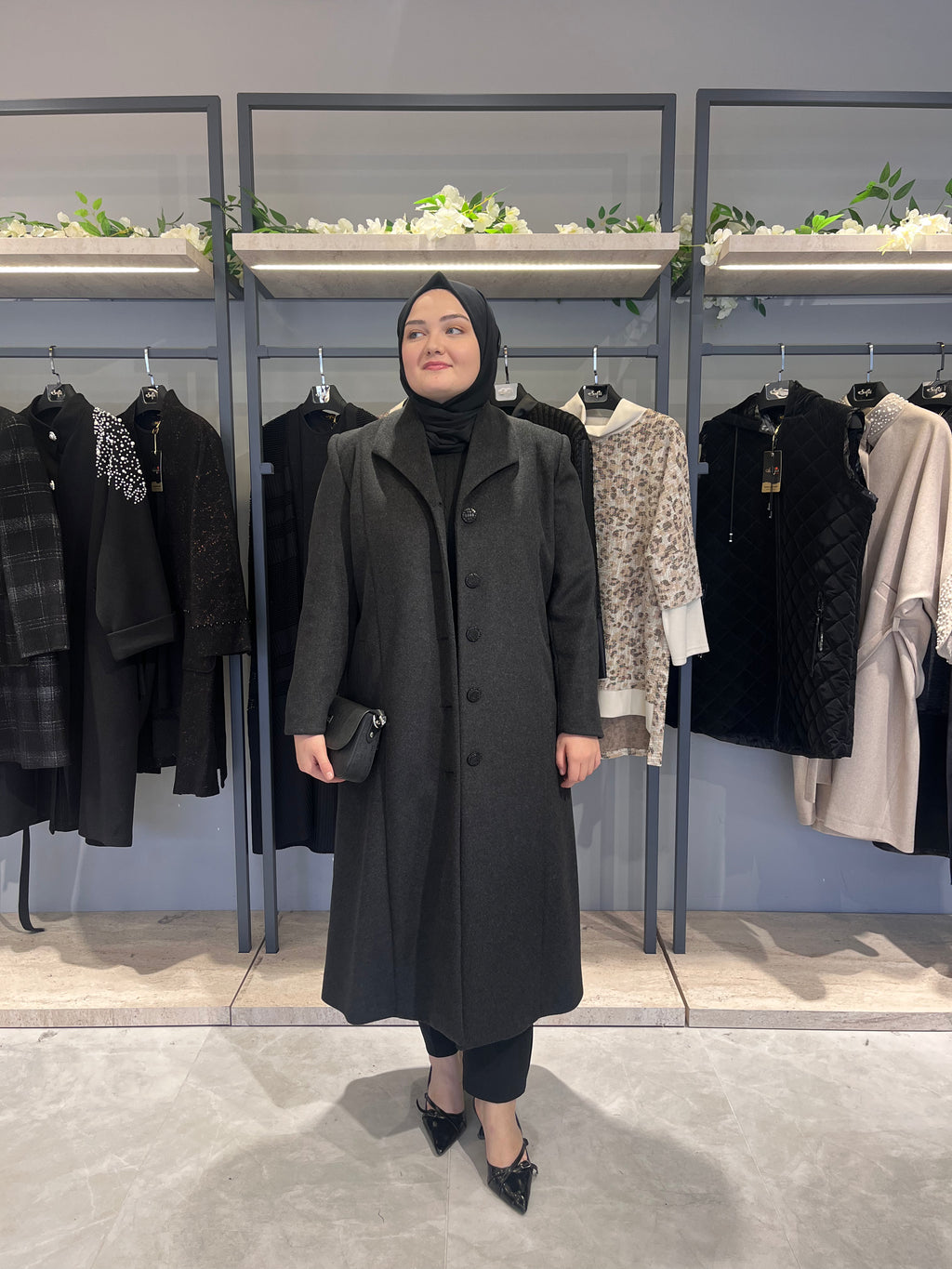 Klasik Kesim 5 Düğmeli Astarlı Kaşe Kaban  - 4806