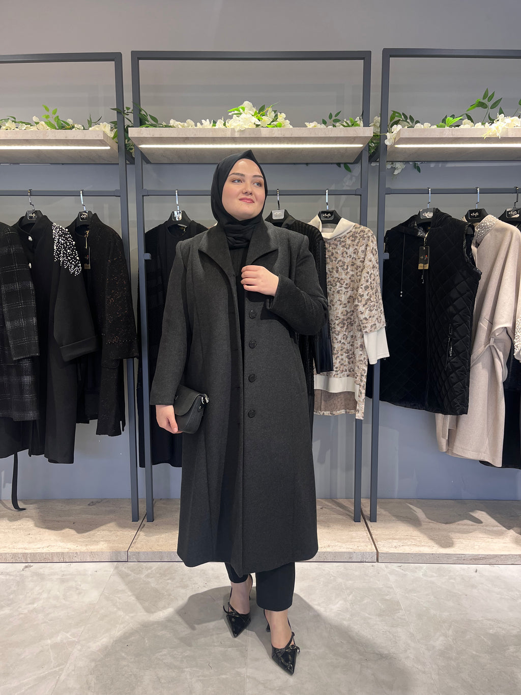 Klasik Kesim 5 Düğmeli Astarlı Kaşe Kaban  - 4806