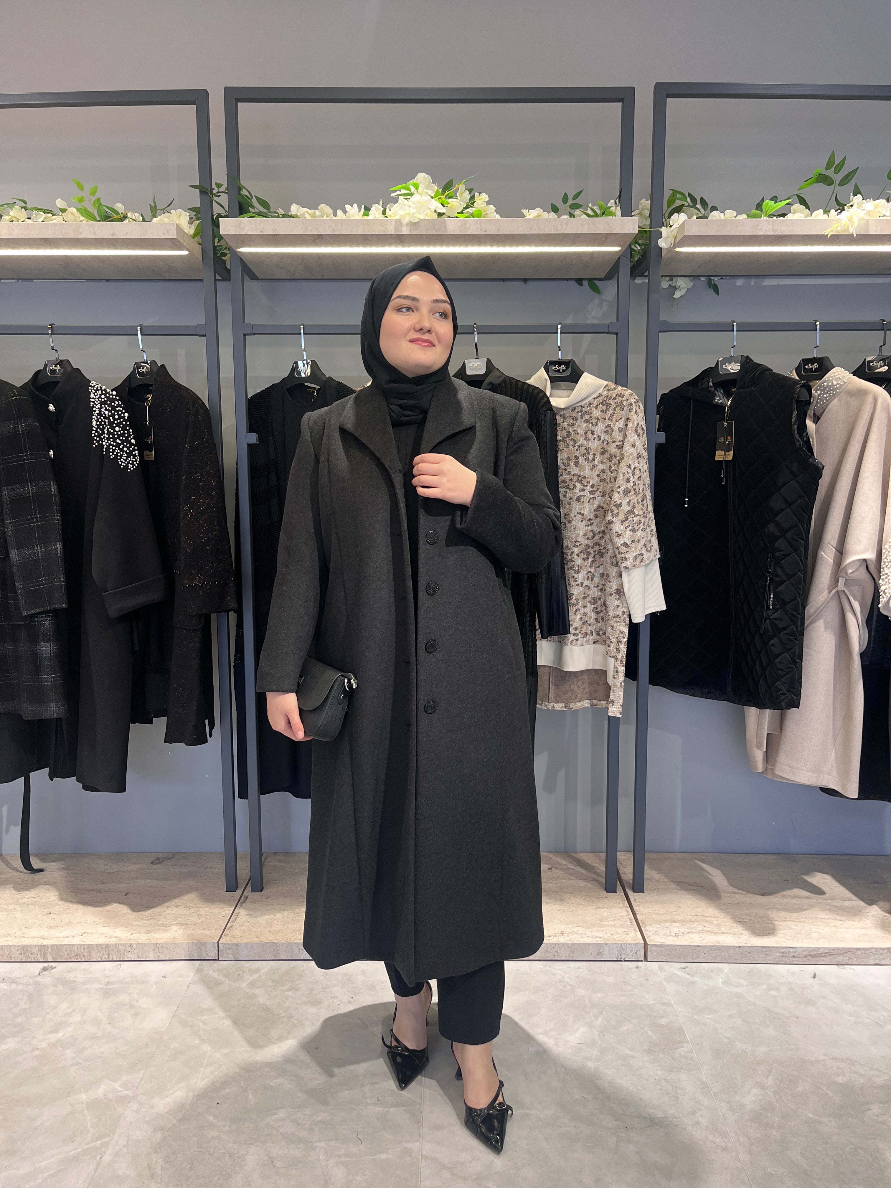 Klasik Kesim 5 Düğmeli Astarlı Kaşe Kaban  - 4806