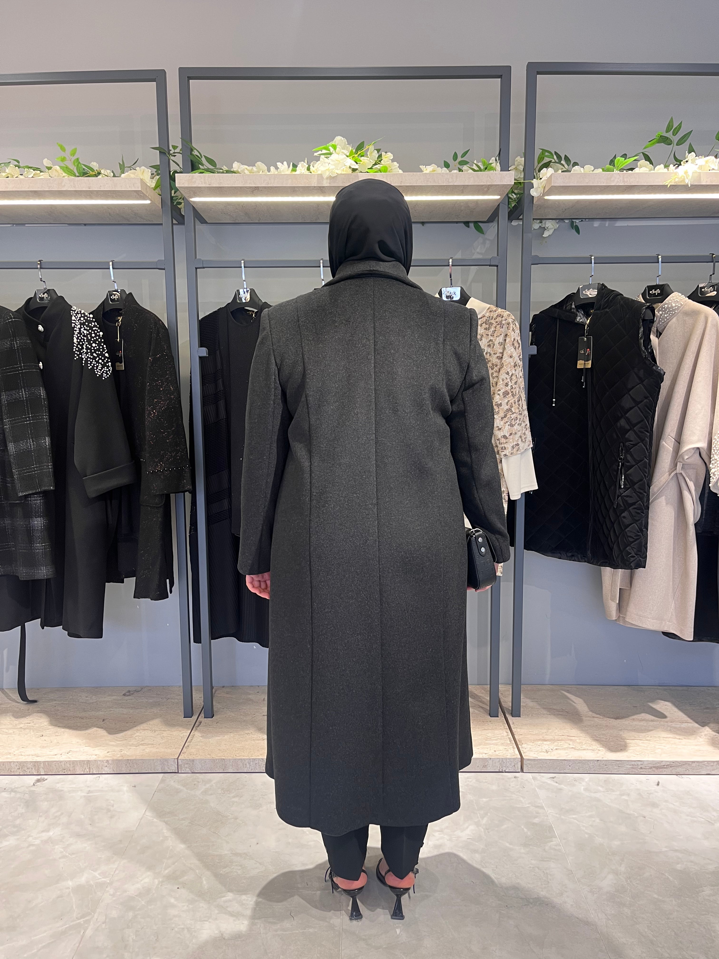 Klasik Kesim 5 Düğmeli Astarlı Kaşe Kaban  - 4806