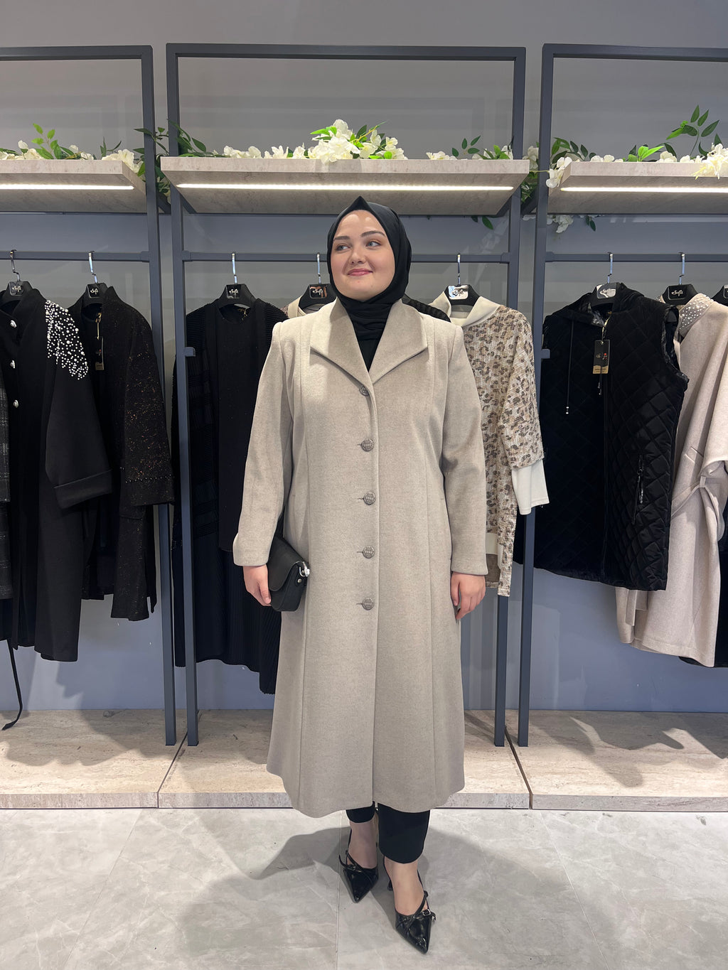 Klasik Kesim 5 Düğmeli Astarlı Kaşe Kaban  - 4806