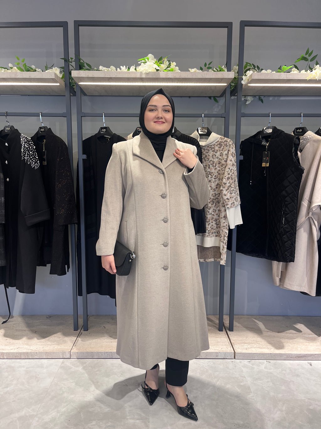 Klasik Kesim 5 Düğmeli Astarlı Kaşe Kaban  - 4806