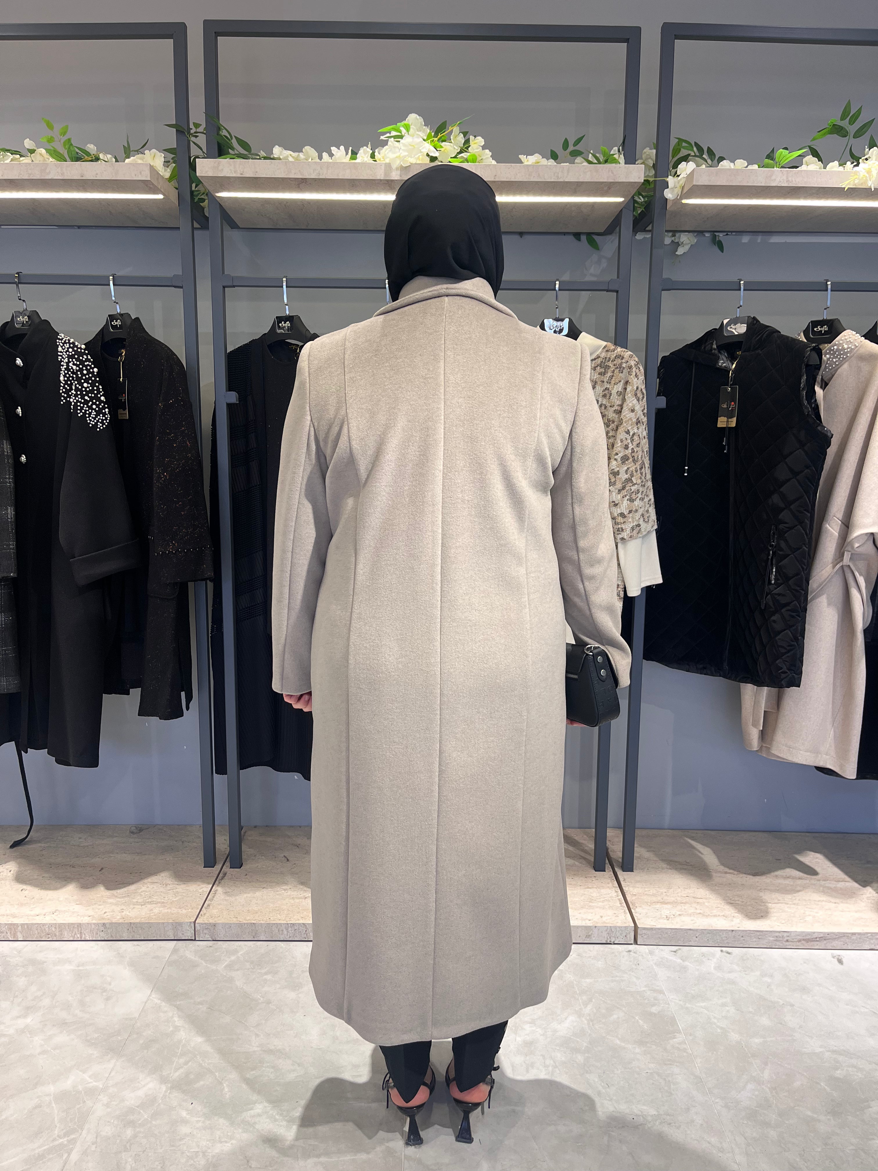 Klasik Kesim 5 Düğmeli Astarlı Kaşe Kaban  - 4806