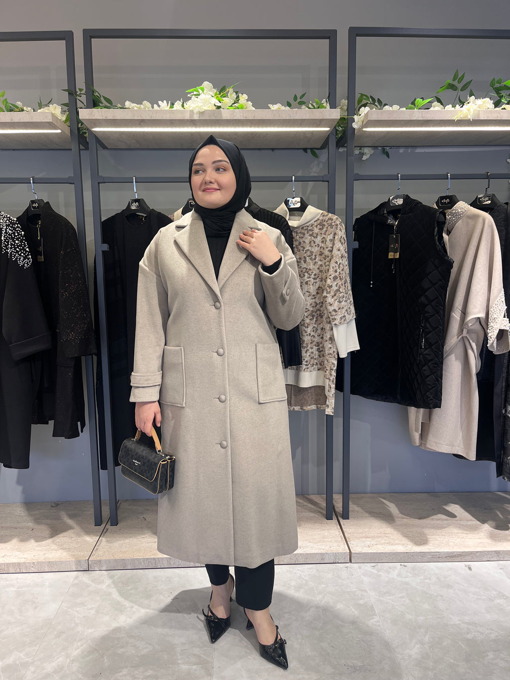 Torba Cepli Kuşaklı Astarlı Kaban - 4808
