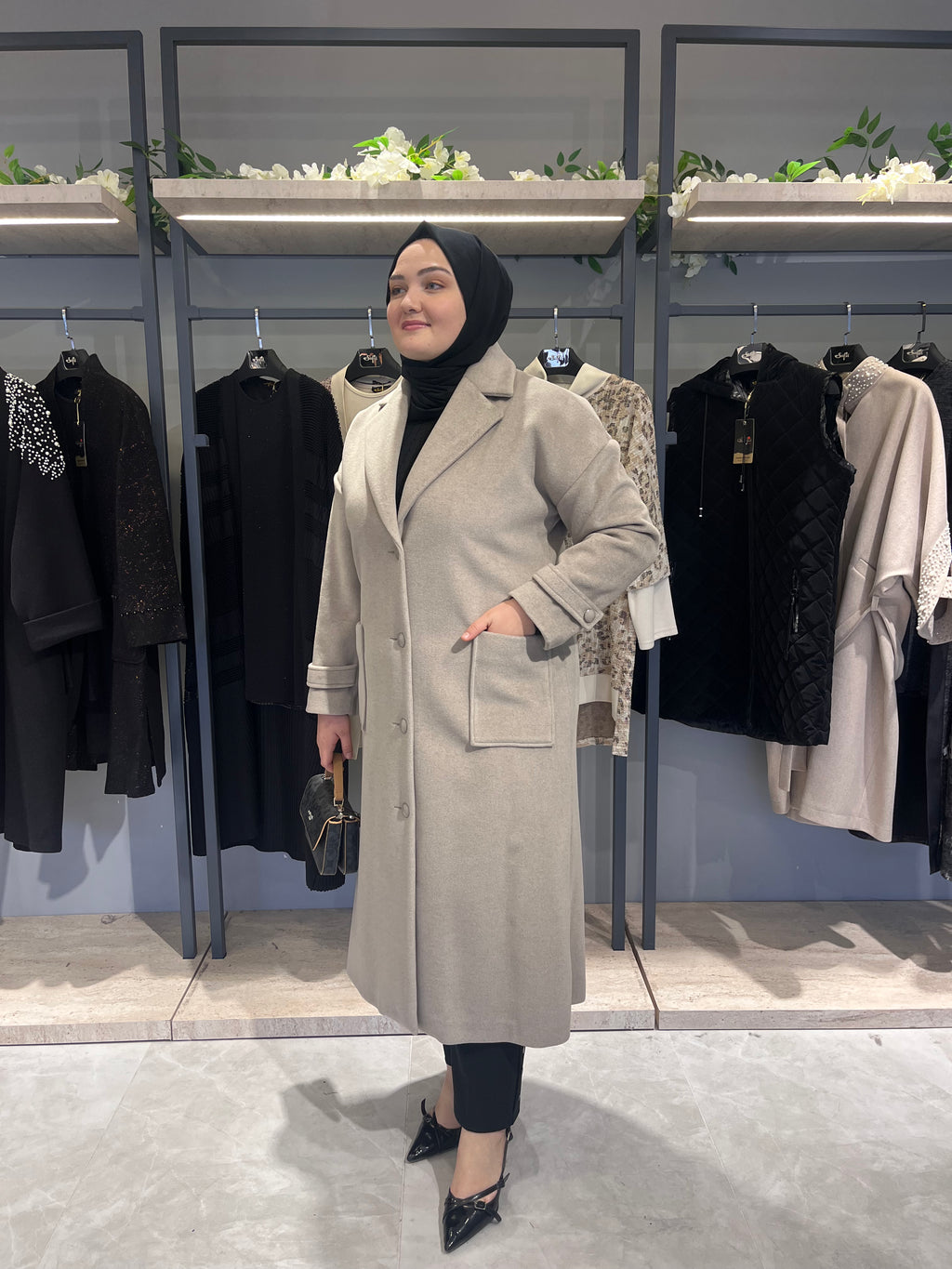 Torba Cepli Kuşaklı Astarlı Kaban - 4808