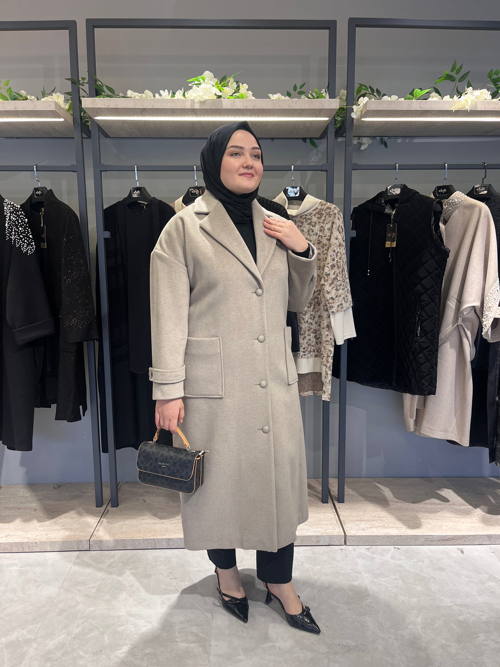 Torba Cepli Kuşaklı Astarlı Kaban - 4808