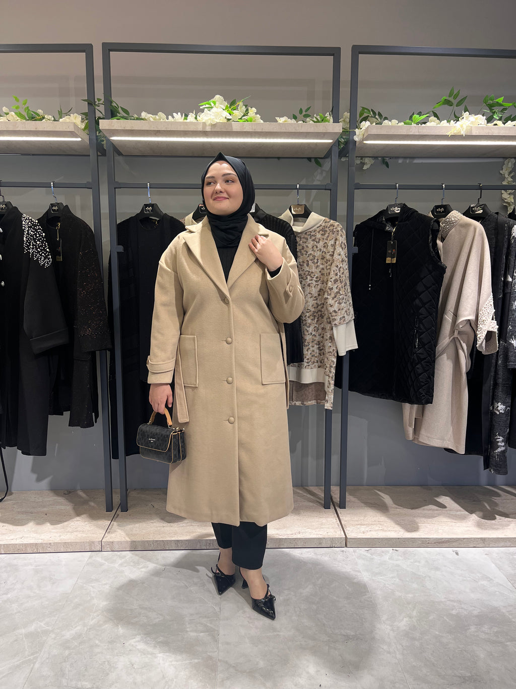 Torba Cepli Kuşaklı Astarlı Kaban - 4808