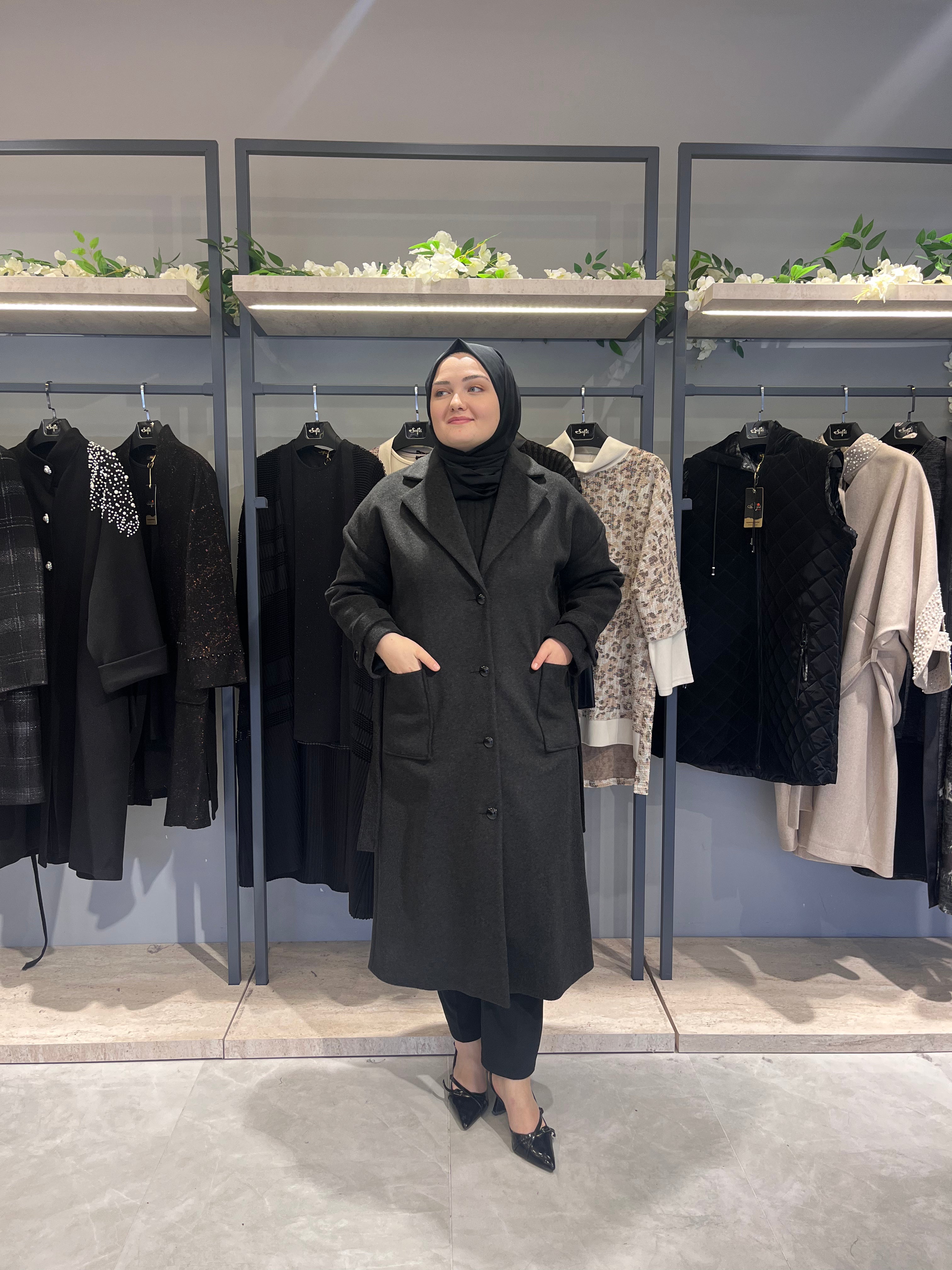 Torba Cepli Kuşaklı Astarlı Kaban - 4808