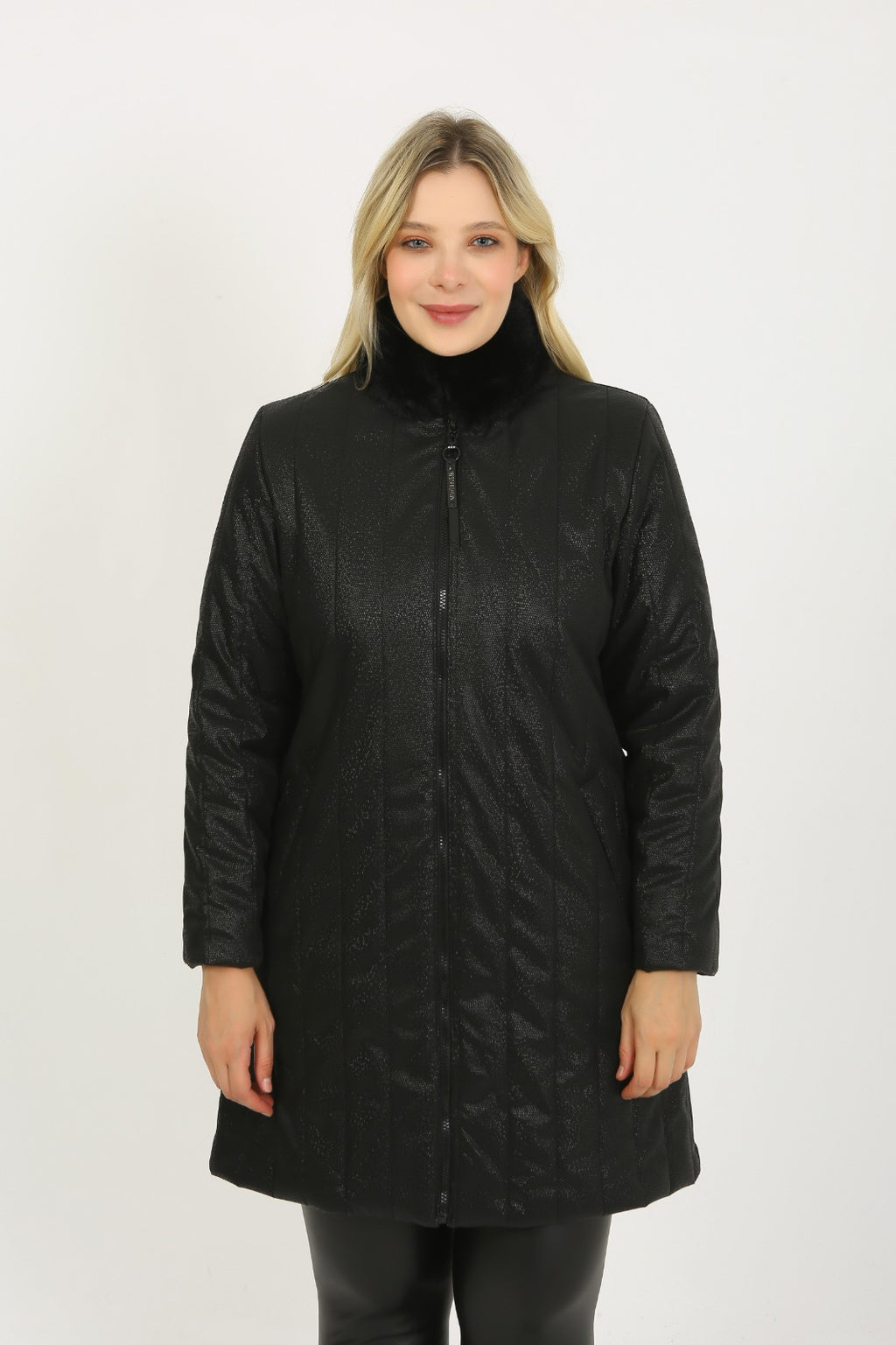 Yılan Desen Kapitone Kaban - 6084