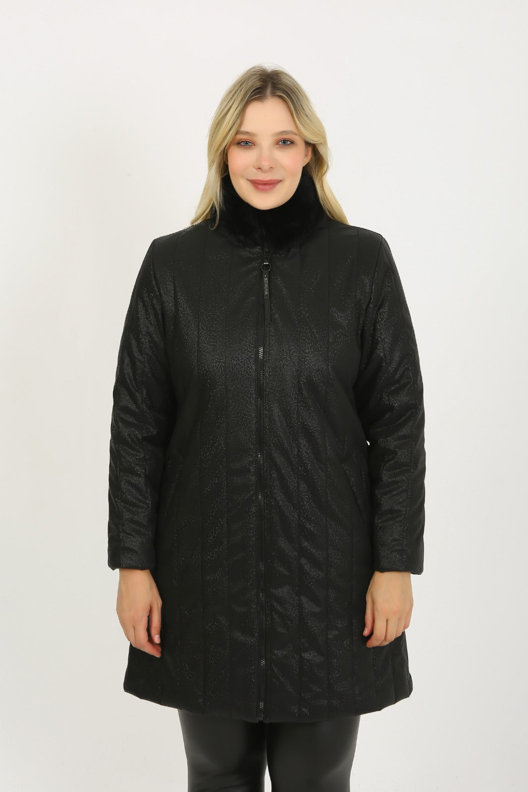 Yılan Desen Kapitone Kaban - 6084