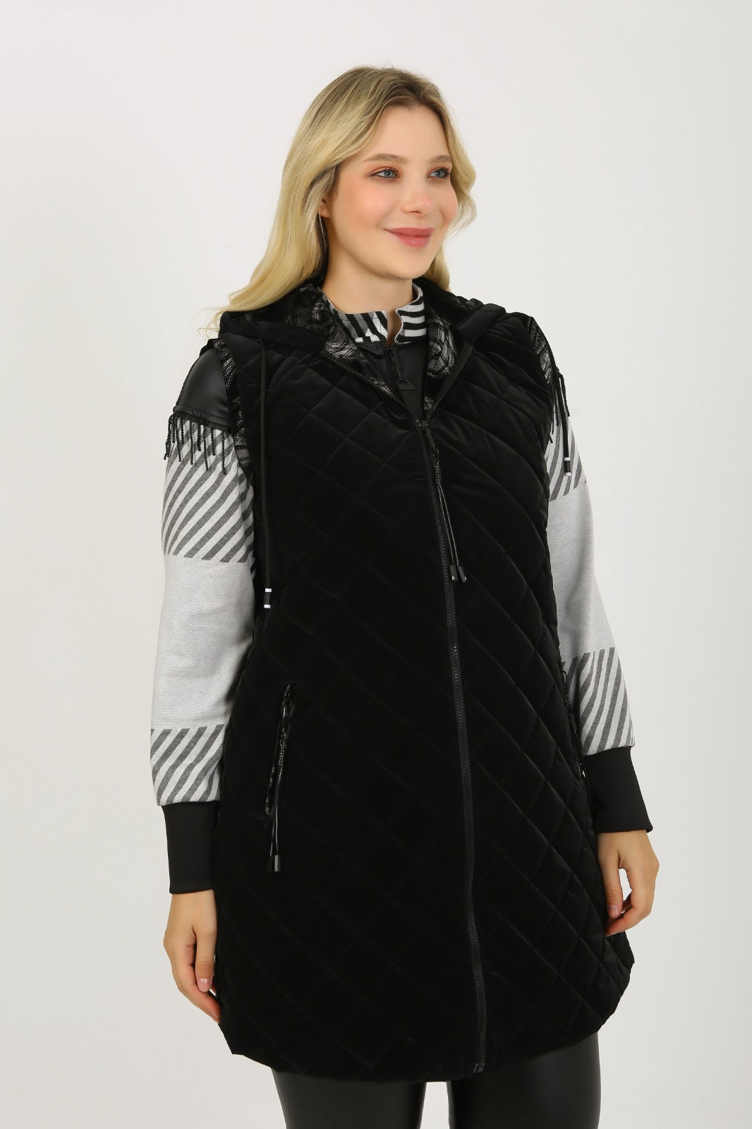 Kapüşonlu nova kapitone yelek - 6062