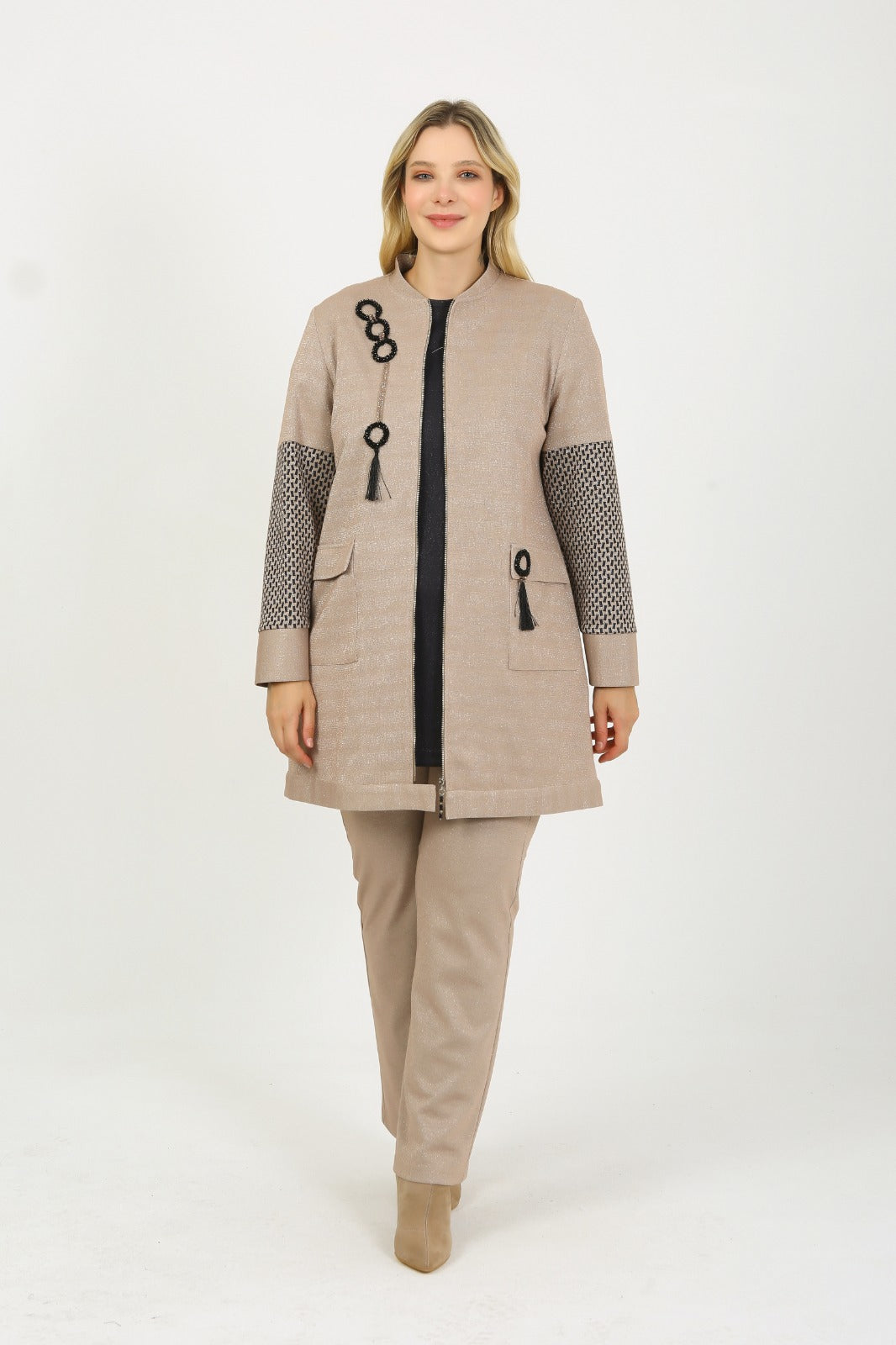 Ceketi Taş İşlemeli Pantolonlu Takım - 6056