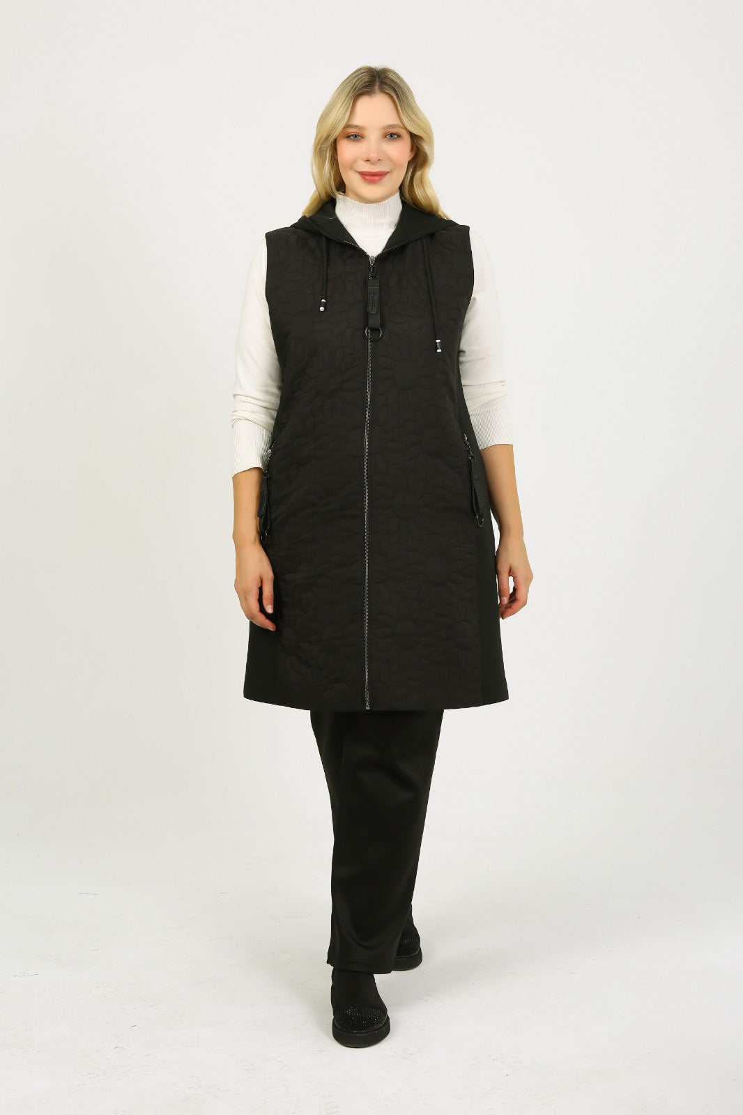 Çiçek Desenli Kapitone Yelek - 6046